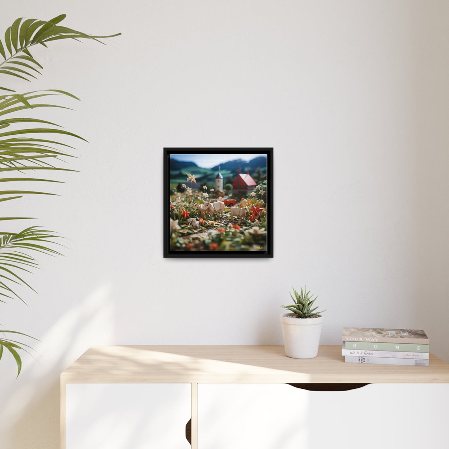 Meadow By The Farm Series Print #5 - Black Framed Canvas Print