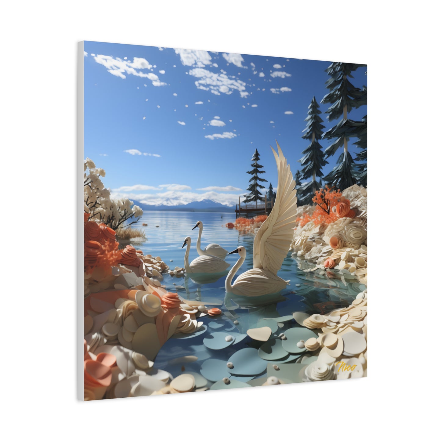 Atop The Mountain Lakeshore Series Print #1 - Streched Matte Canvas Print, 1.25" Thick