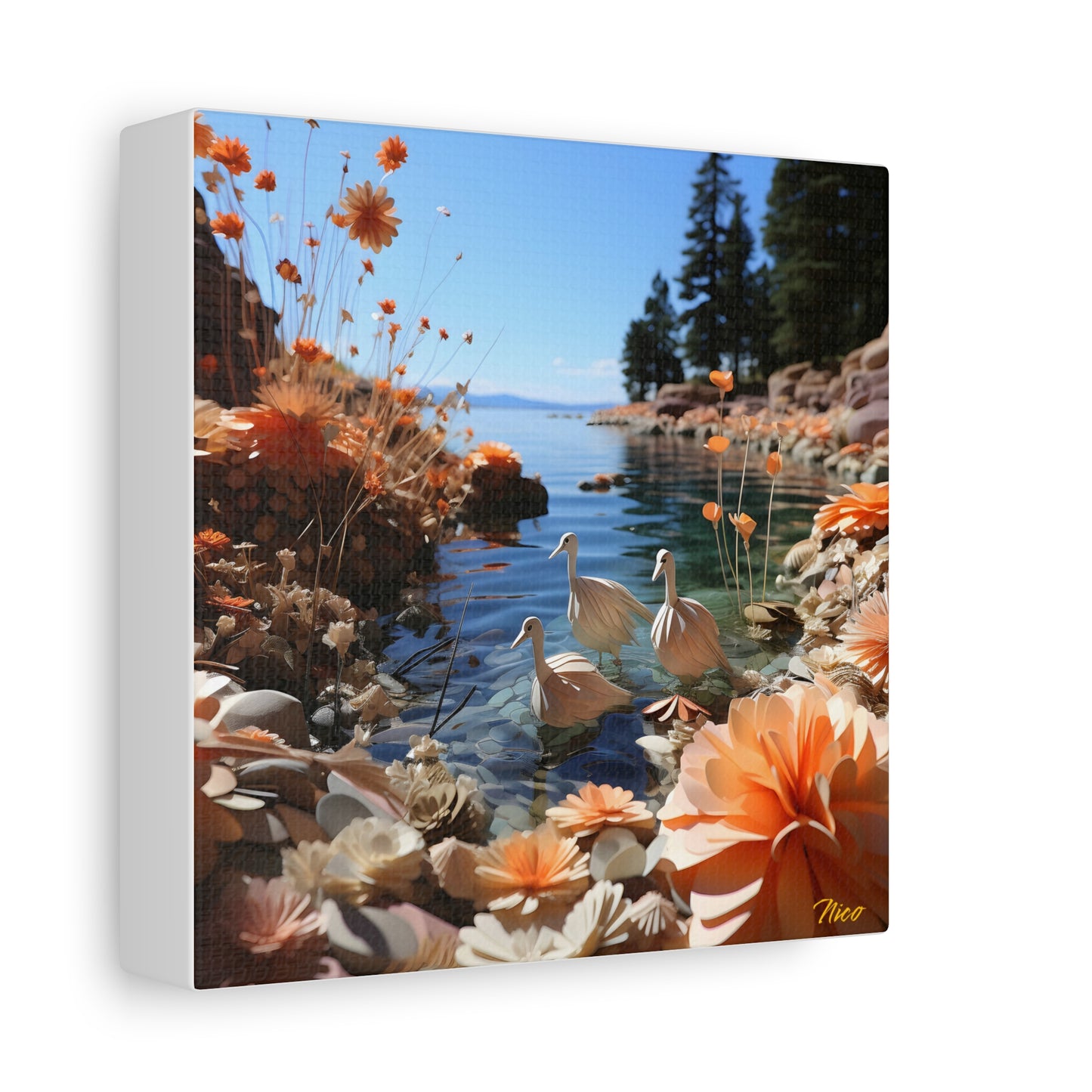 Atop The Mountain Lakeshore Series Print #4 - Streched Matte Canvas Print, 1.25" Thick