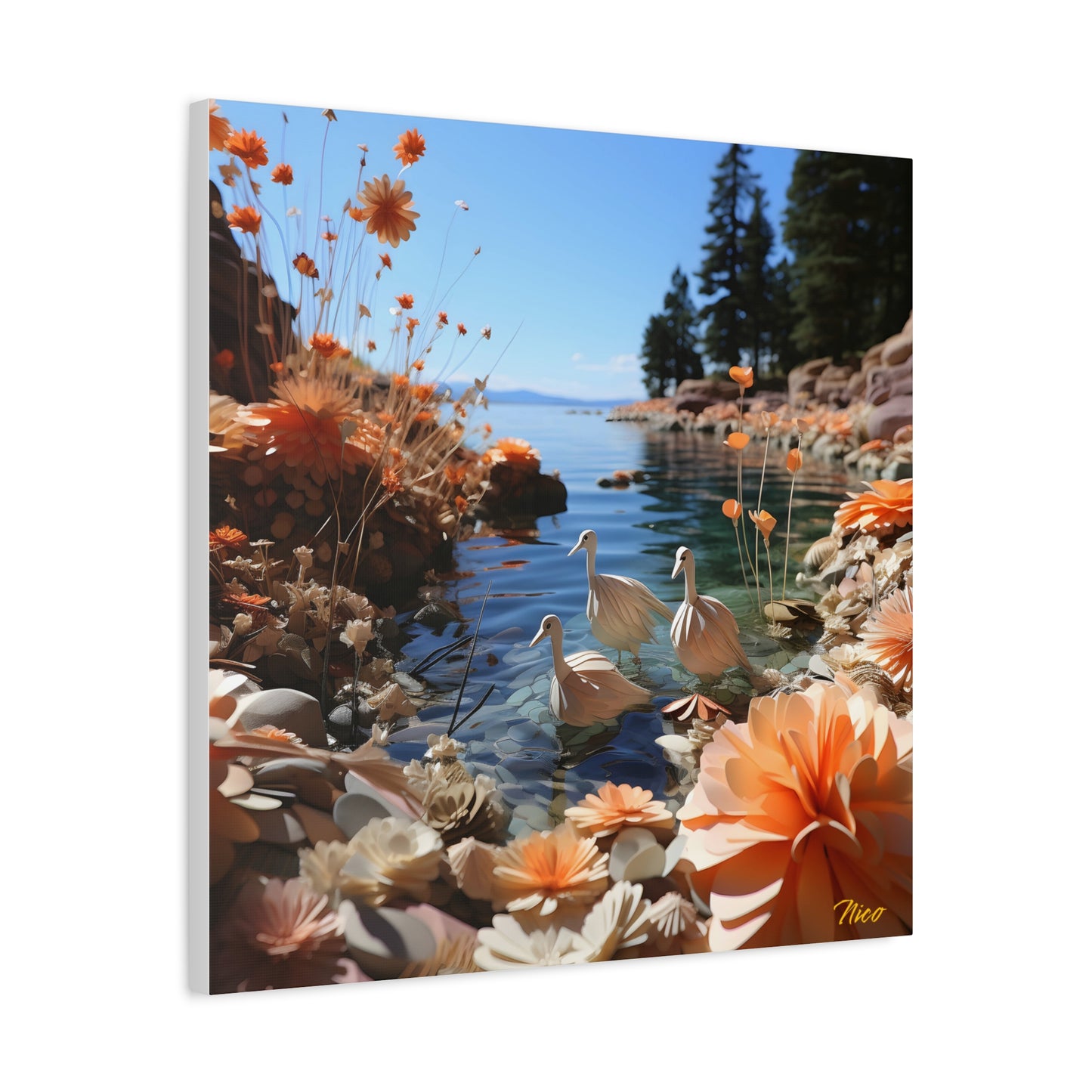 Atop The Mountain Lakeshore Series Print #4 - Streched Matte Canvas Print, 1.25" Thick