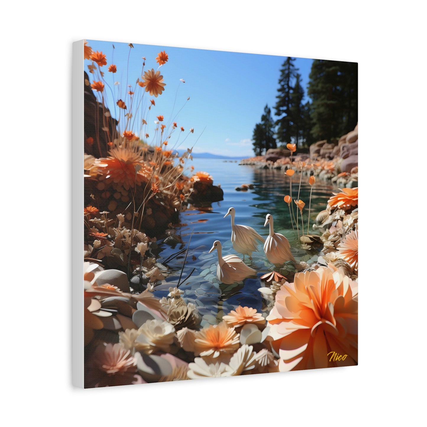 Atop The Mountain Lakeshore Series Print #4 - Streched Matte Canvas Print, 1.25" Thick