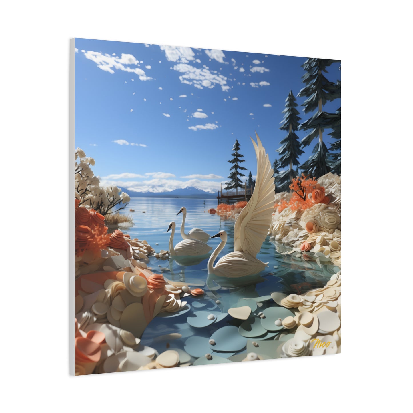 Atop The Mountain Lakeshore Series Print #1 - Streched Matte Canvas Print, 1.25" Thick