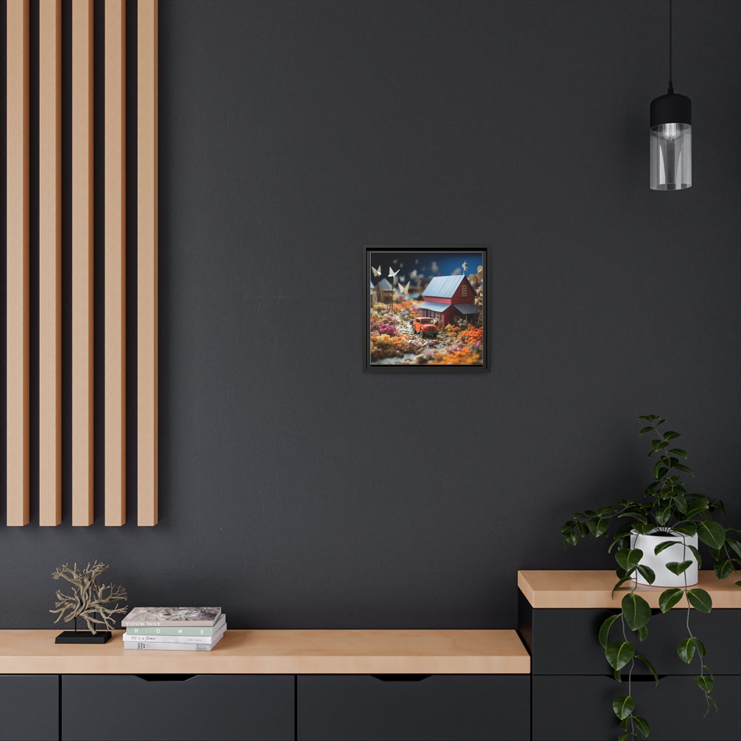 Meadow By The Farm Series Print #3 - Black Framed Canvas Print
