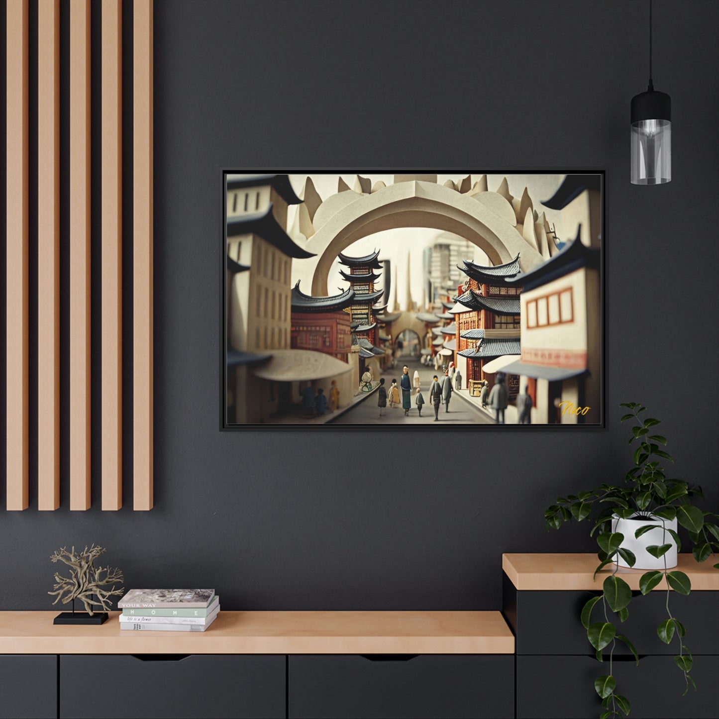 Via The Metropolis Series Print #3 - Extended Black Framed Matte Canvas Print