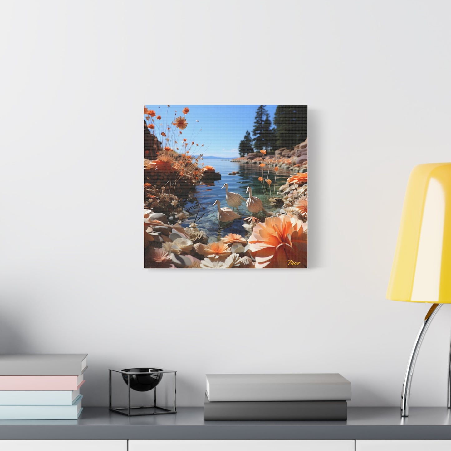 Atop The Mountain Lakeshore Series Print #4 - Streched Matte Canvas Print, 1.25" Thick