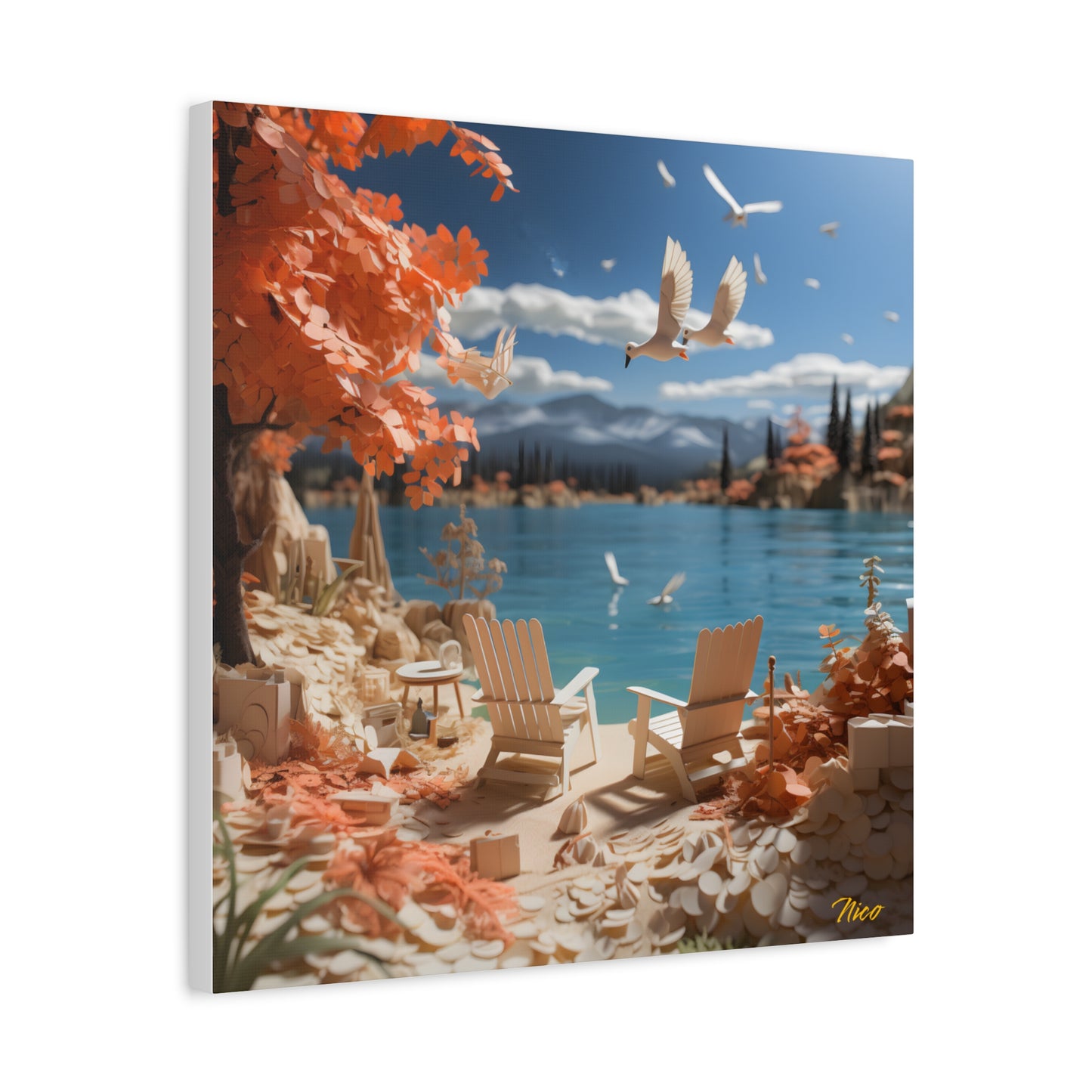 Atop The Mountain Lakeshore Series Print #10 - Streched Matte Canvas Print, 1.25" Thick
