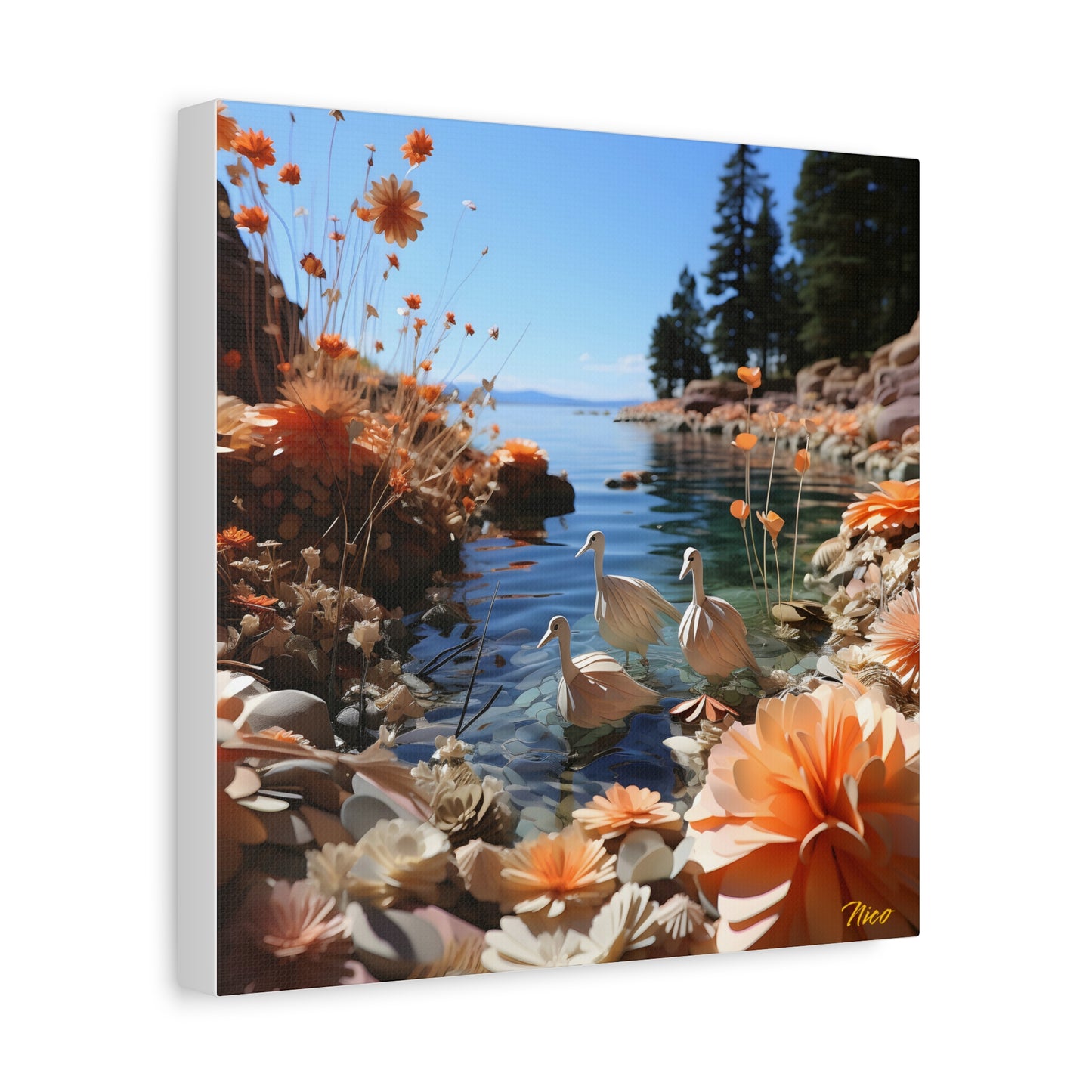 Atop The Mountain Lakeshore Series Print #4 - Streched Matte Canvas Print, 1.25" Thick