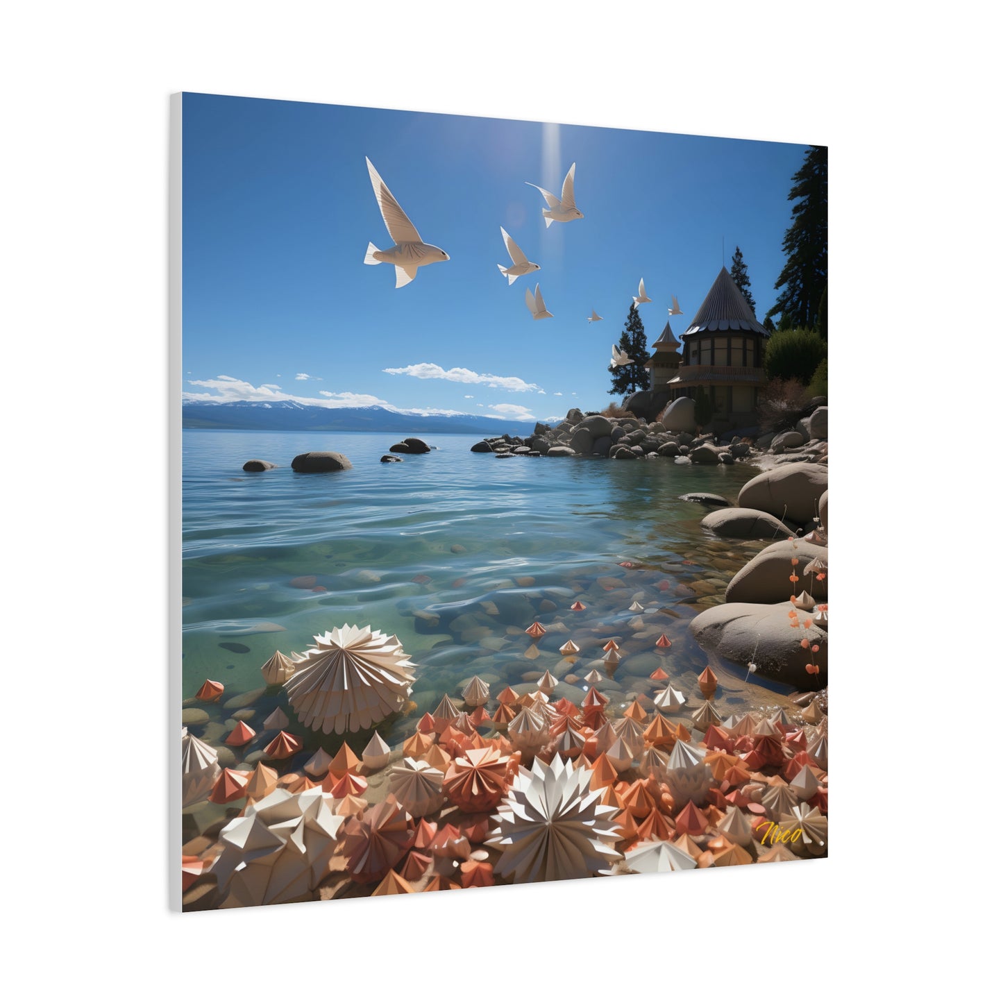 Atop The Mountain Lakeshore Series Print #3 - Streched Matte Canvas Print, 1.25" Thick