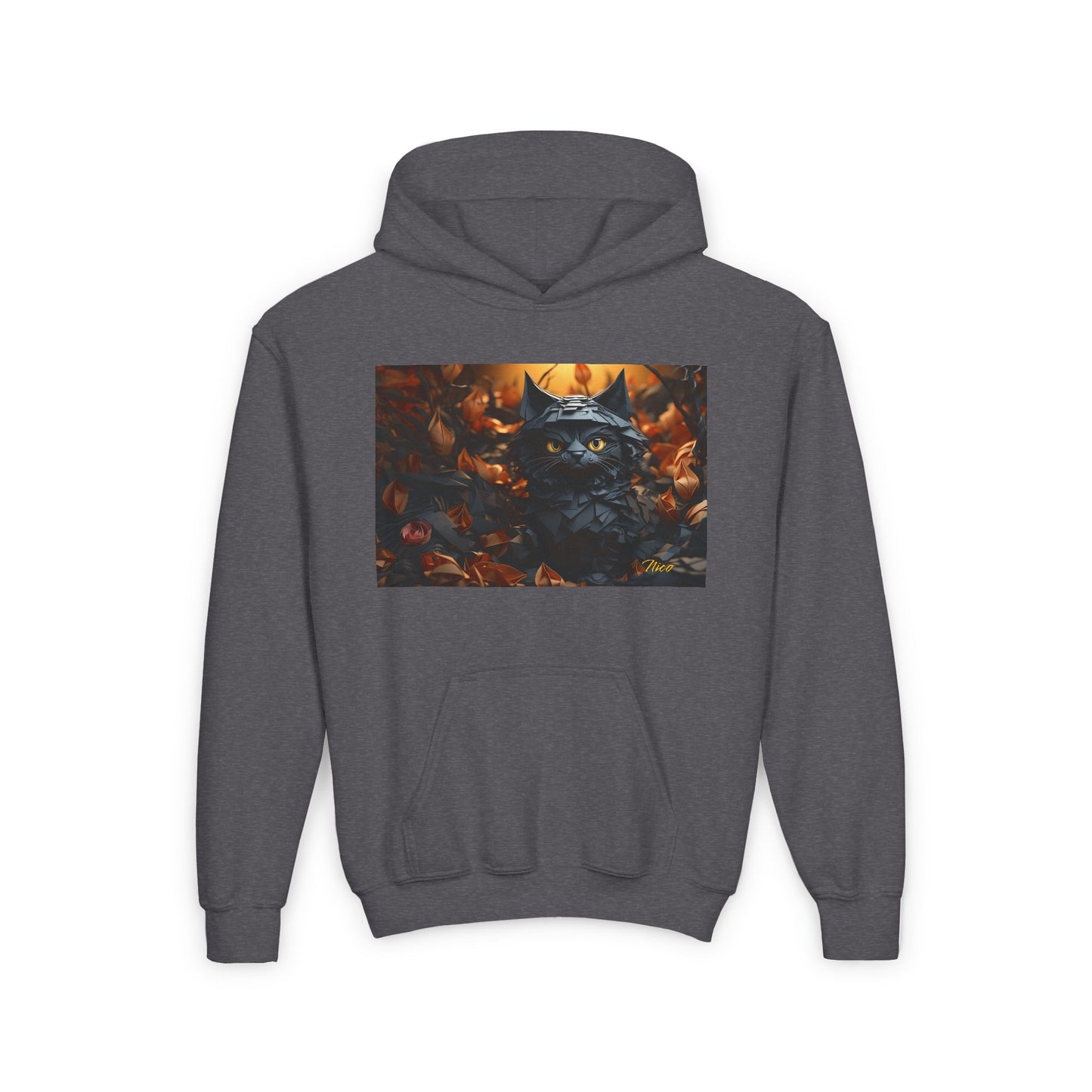 Halloween 2024 Series Print #2 "The Kitty Of Evil!" Youth Heavy Blend Hooded Sweatshirt