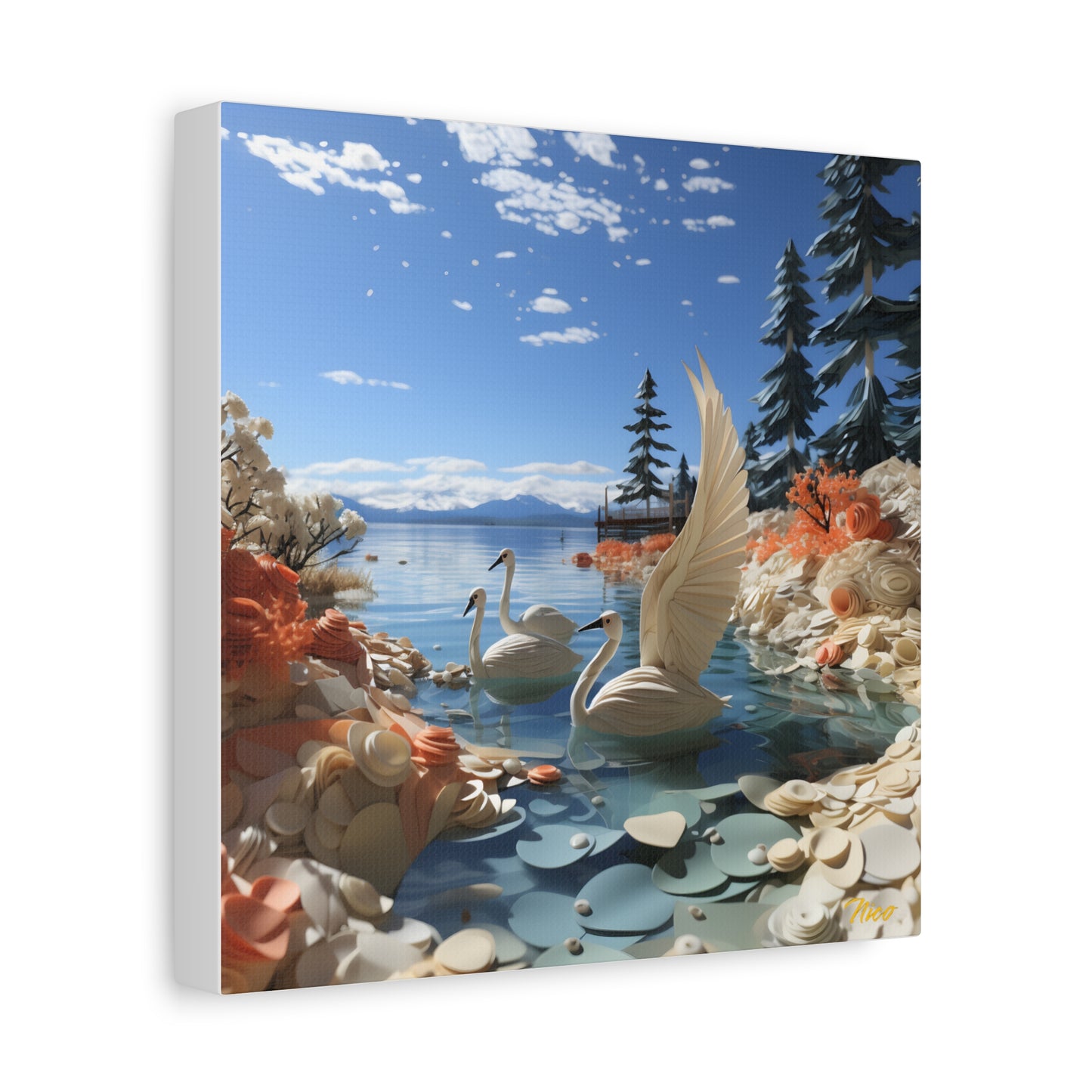 Atop The Mountain Lakeshore Series Print #1 - Streched Matte Canvas Print, 1.25" Thick