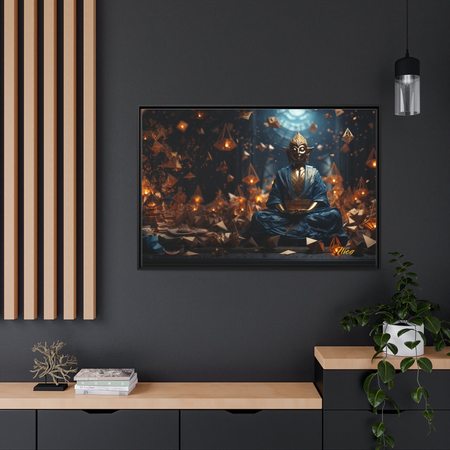 Ascending Buddha Series Print #1 - Black Framed Canvas Print