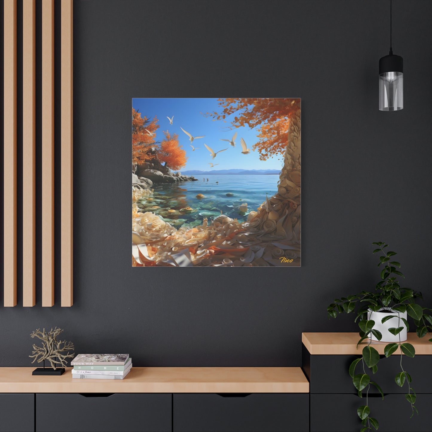 Atop The Mountain Lakeshore Series Print #9 - Streched Matte Canvas Print, 1.25" Thick