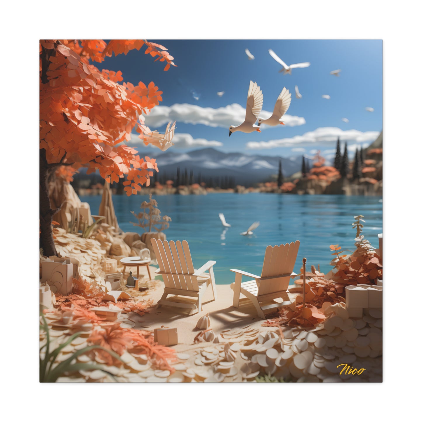Atop The Mountain Lakeshore Series Print #10 - Streched Matte Canvas Print, 1.25" Thick