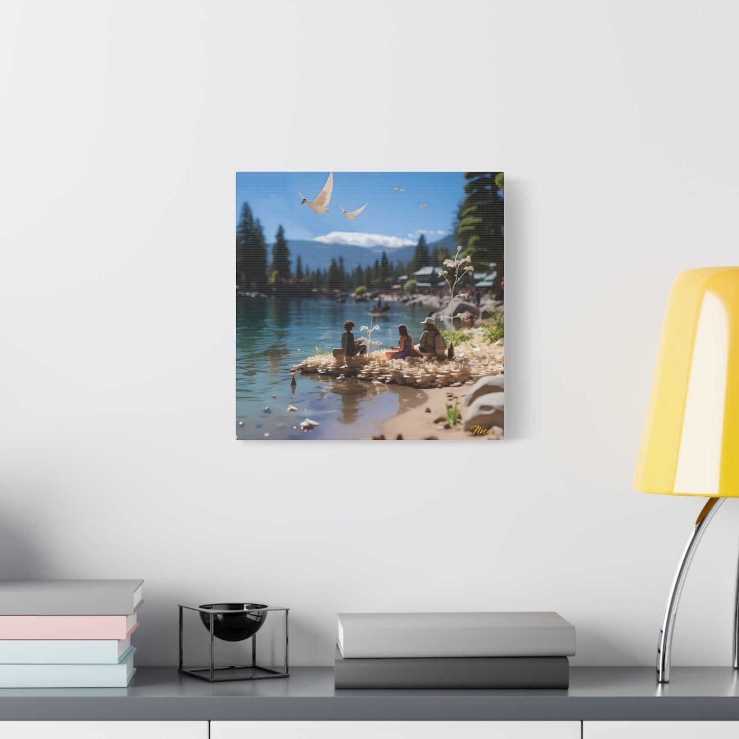 Atop The Mountain Lakeshore Series Print #7 - Streched Matte Canvas Print, 1.25" Thick