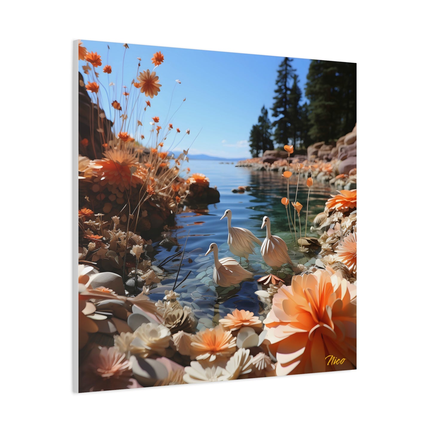Atop The Mountain Lakeshore Series Print #4 - Streched Matte Canvas Print, 1.25" Thick