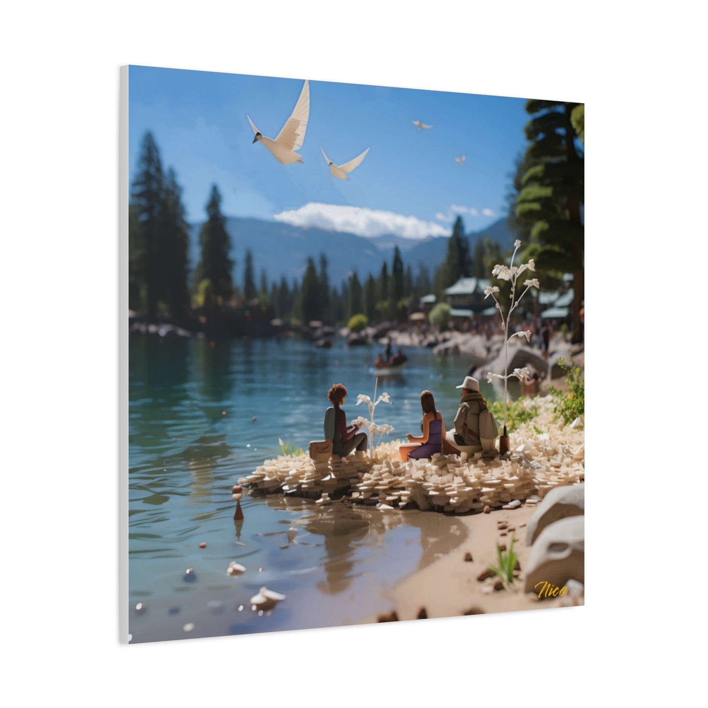 Atop The Mountain Lakeshore Series Print #7 - Streched Matte Canvas Print, 1.25" Thick