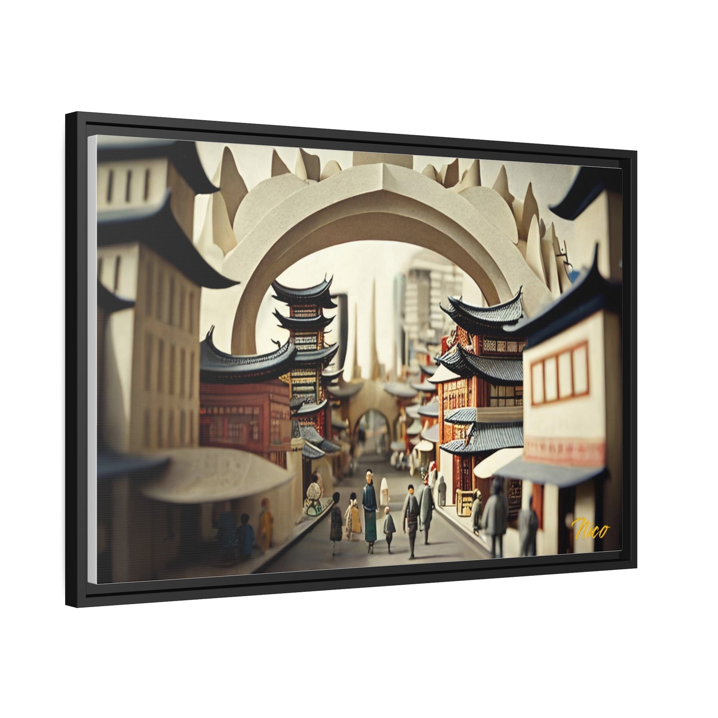 Via The Metropolis Series Print #3 - Extended Black Framed Matte Canvas Print