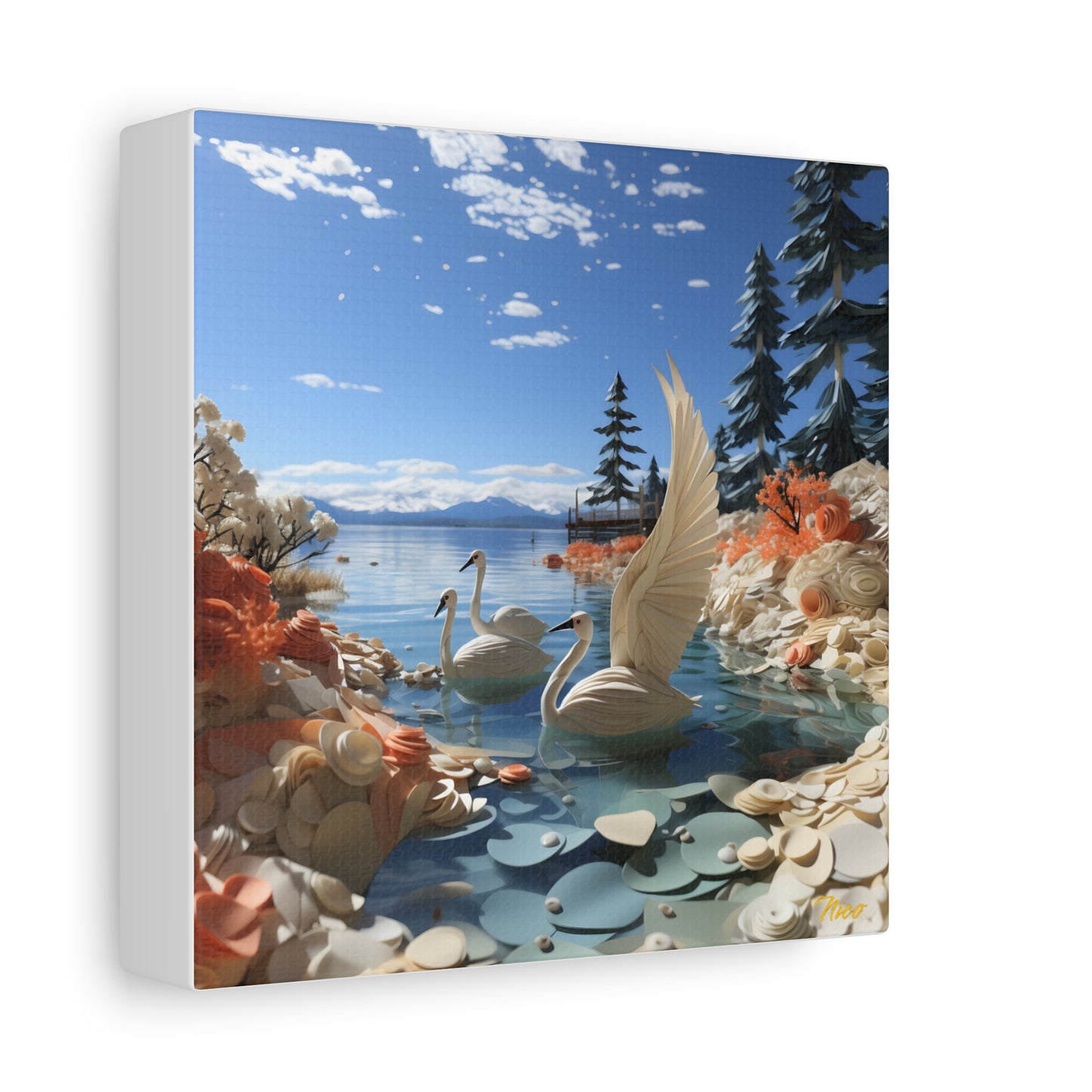 Atop The Mountain Lakeshore Series Print #1 - Streched Matte Canvas Print, 1.25" Thick