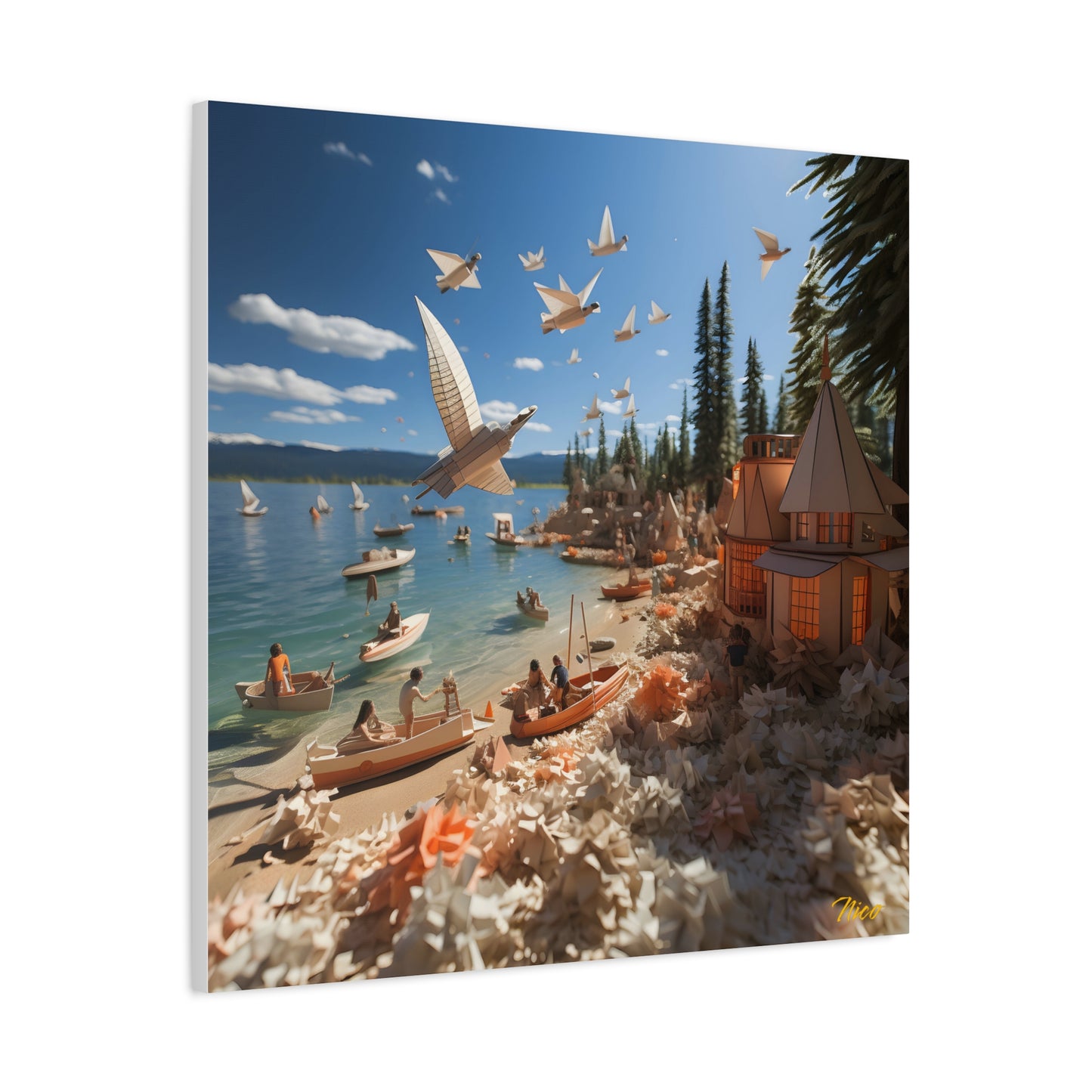 Atop The Mountain Lakeshore Series Print #6 - Streched Matte Canvas Print, 1.25" Thick