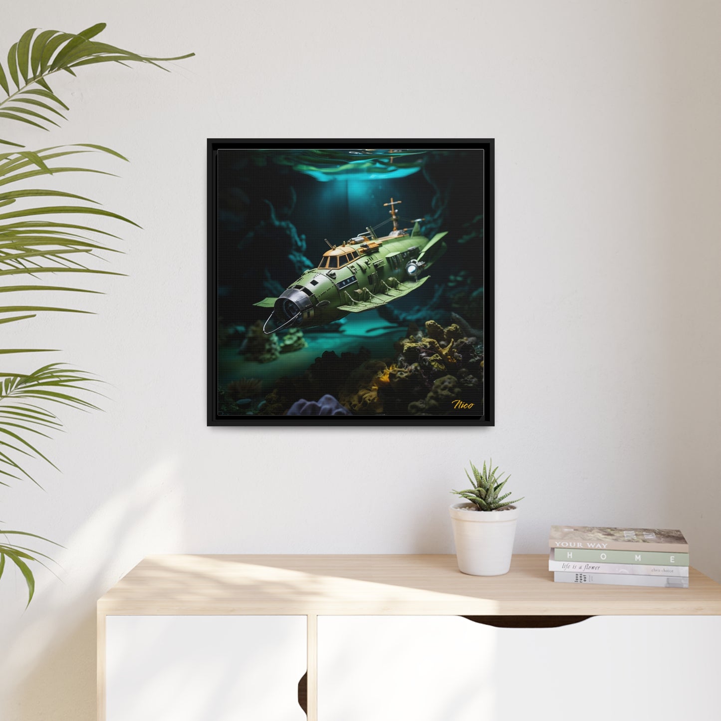 20,000 Under The Sea Series Print #10 - Black Framed Canvas Print