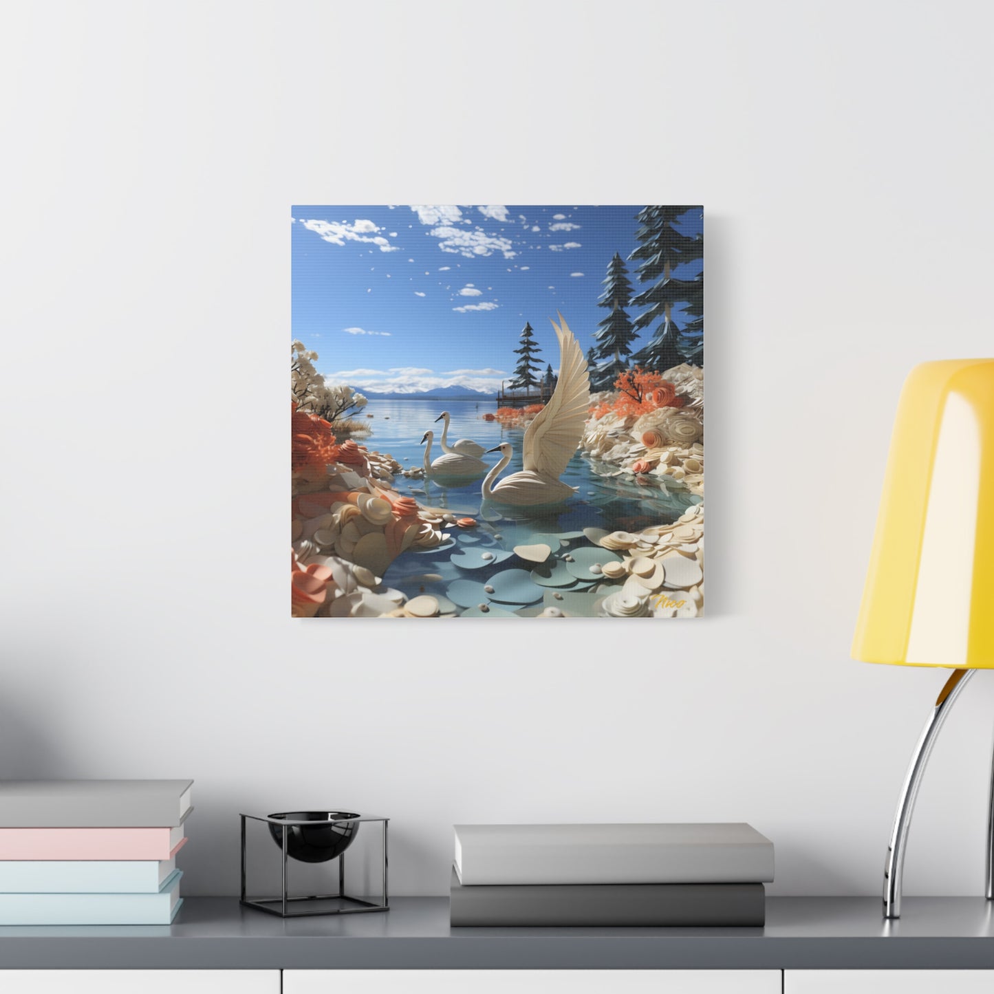 Atop The Mountain Lakeshore Series Print #1 - Streched Matte Canvas Print, 1.25" Thick