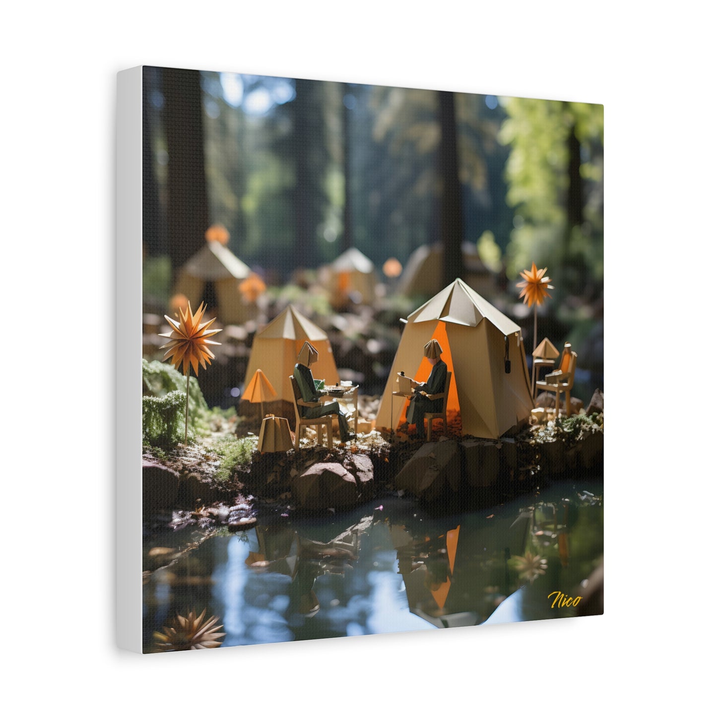Relaxing By The Brook Series Print #4 - Streched Matte Canvas Print, 1.25" Thick