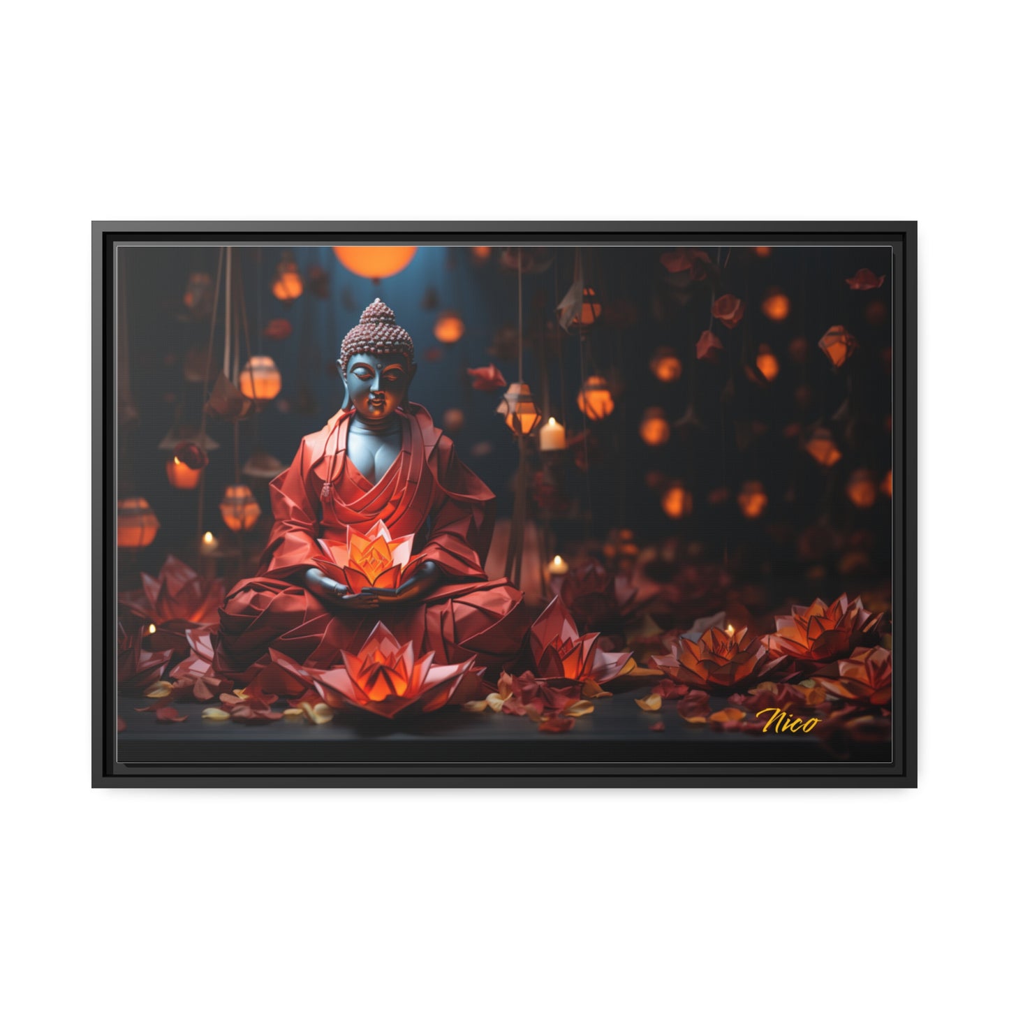 Ascending Buddha Series Print #2 - Black Framed Canvas Print