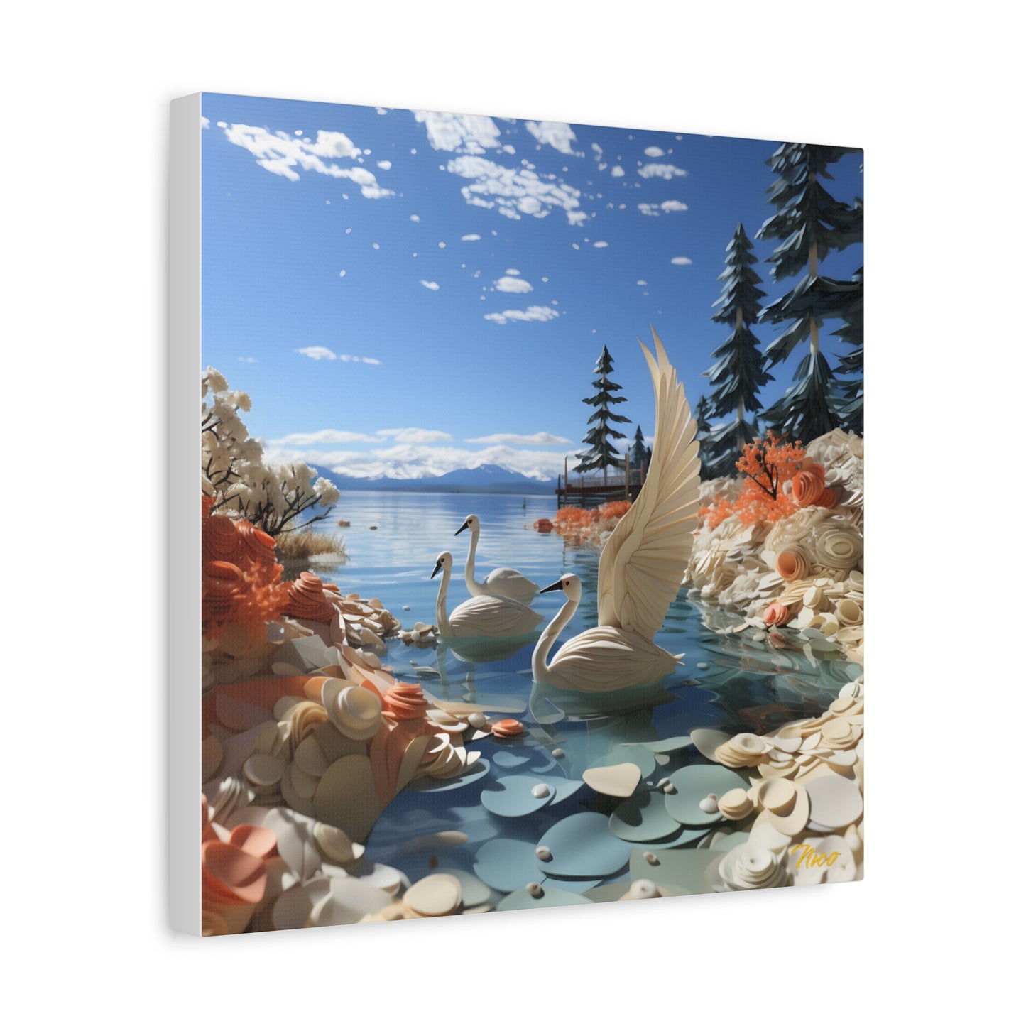 Atop The Mountain Lakeshore Series Print #1 - Streched Matte Canvas Print, 1.25" Thick