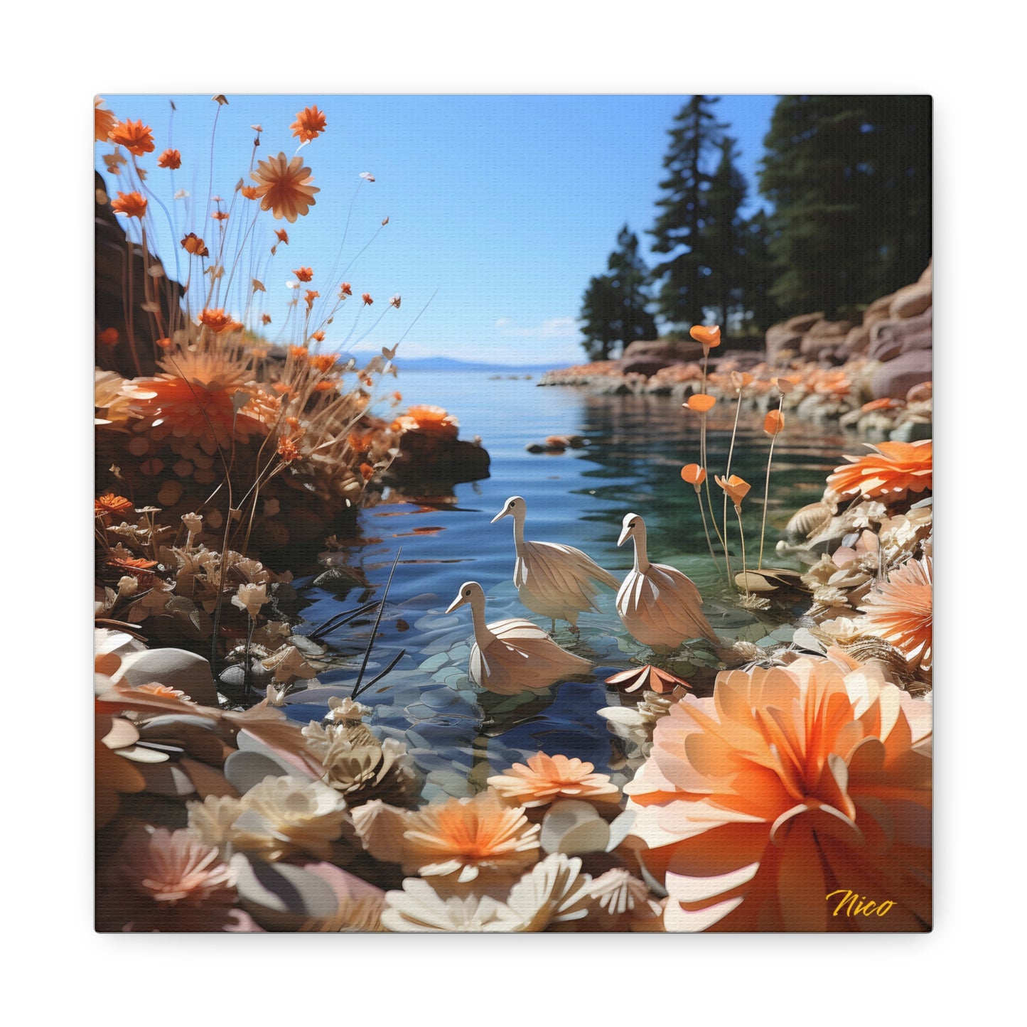 Atop The Mountain Lakeshore Series Print #4 - Streched Matte Canvas Print, 1.25" Thick