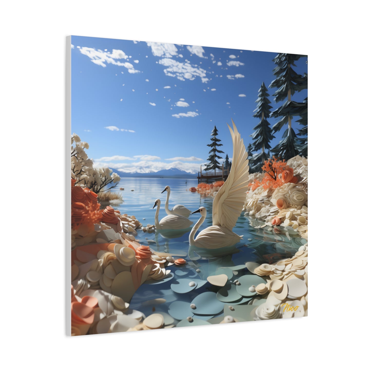 Atop The Mountain Lakeshore Series Print #1 - Streched Matte Canvas Print, 1.25" Thick