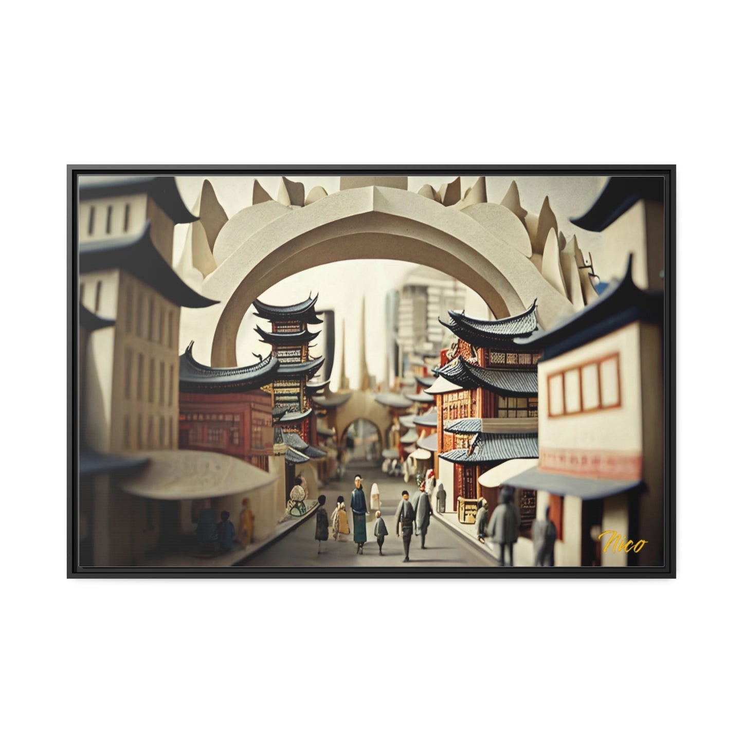 Via The Metropolis Series Print #3 - Extended Black Framed Matte Canvas Print