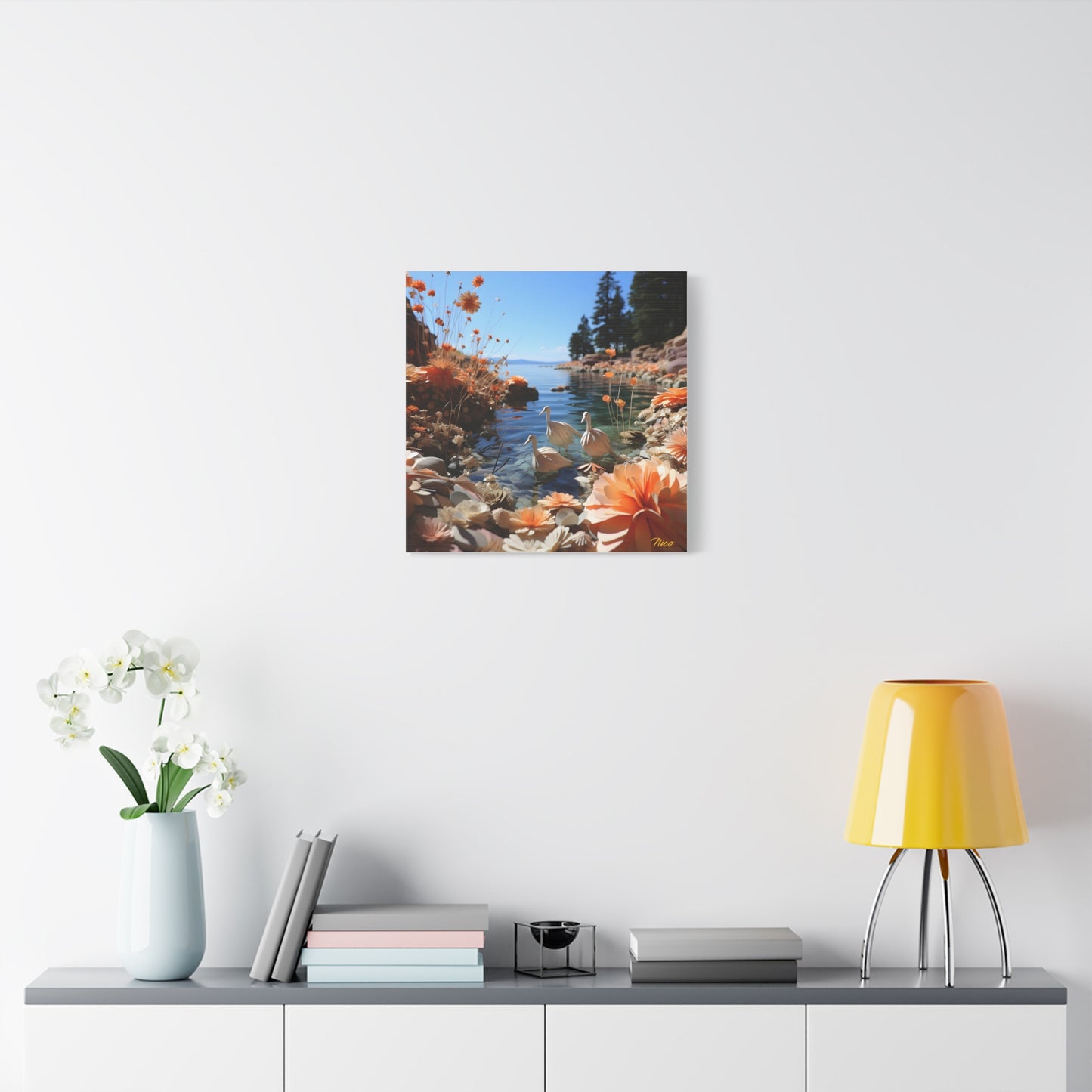 Atop The Mountain Lakeshore Series Print #4 - Streched Matte Canvas Print, 1.25" Thick