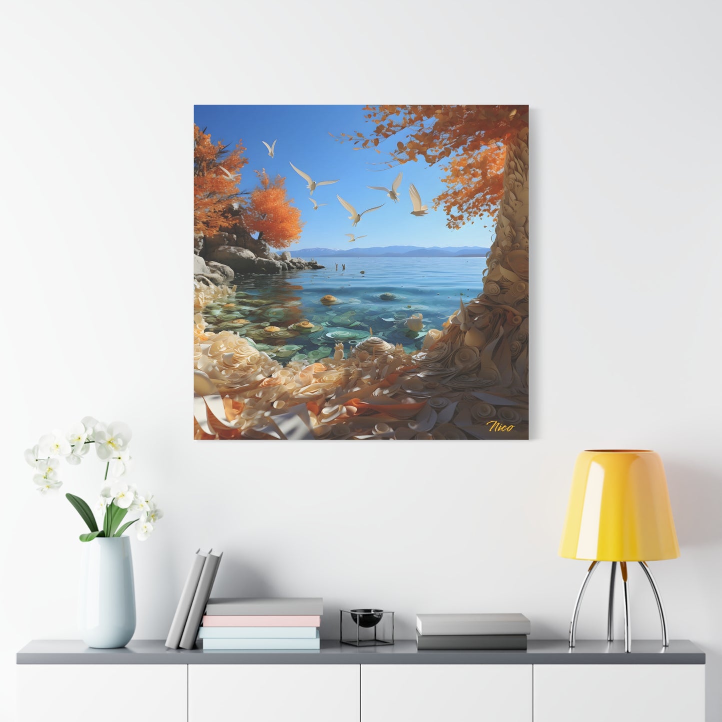 Atop The Mountain Lakeshore Series Print #9 - Streched Matte Canvas Print, 1.25" Thick