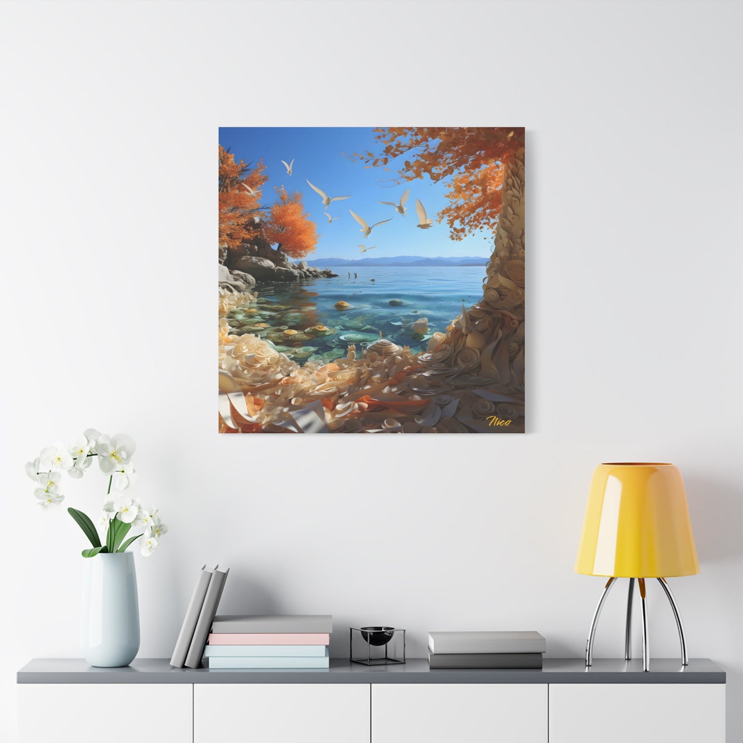 Atop The Mountain Lakeshore Series Print #9 - Streched Matte Canvas Print, 1.25" Thick
