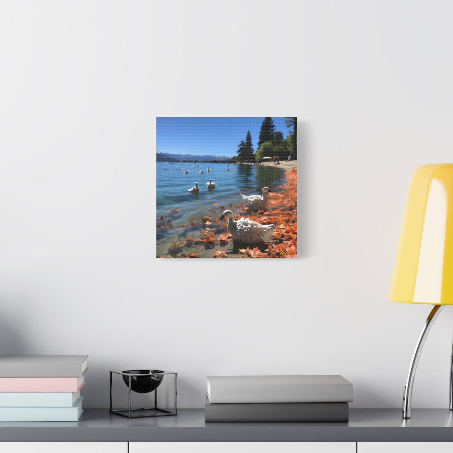 Atop The Mountain Lakeshore Series Print #2 - Streched Matte Canvas Print, 1.25" Thick