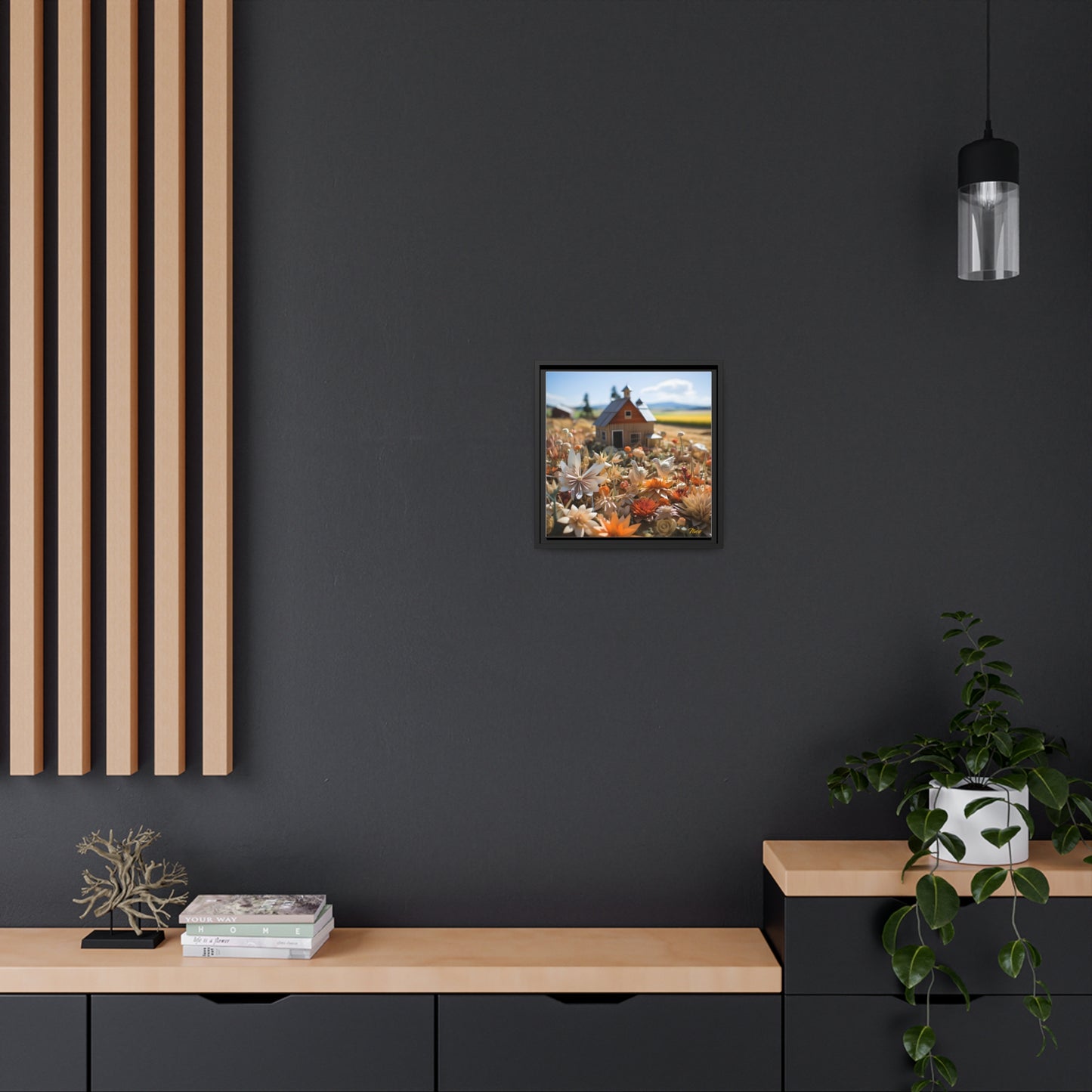 Meadow By The Farm Series Print #4 - Black Framed Canvas Print