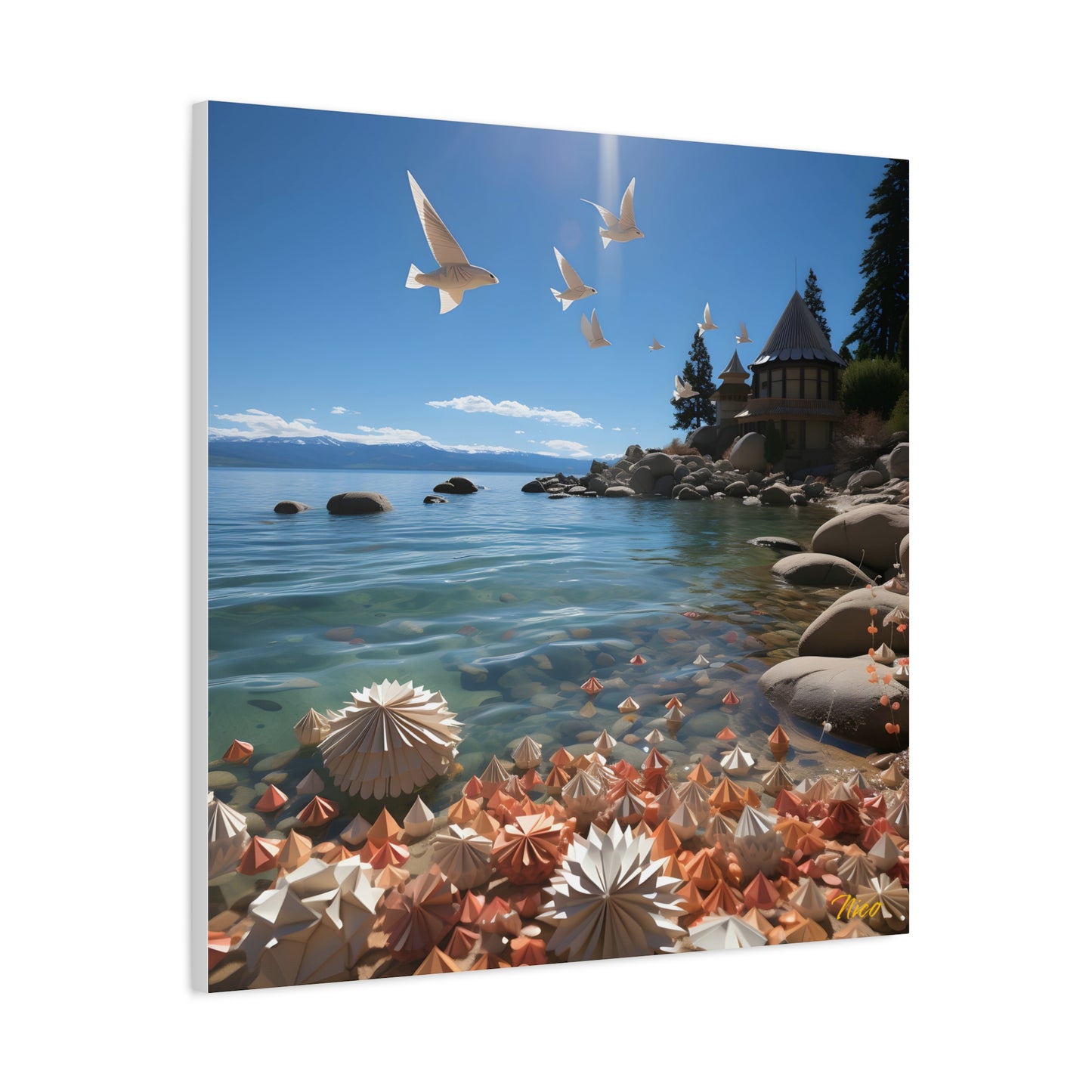 Atop The Mountain Lakeshore Series Print #3 - Streched Matte Canvas Print, 1.25" Thick