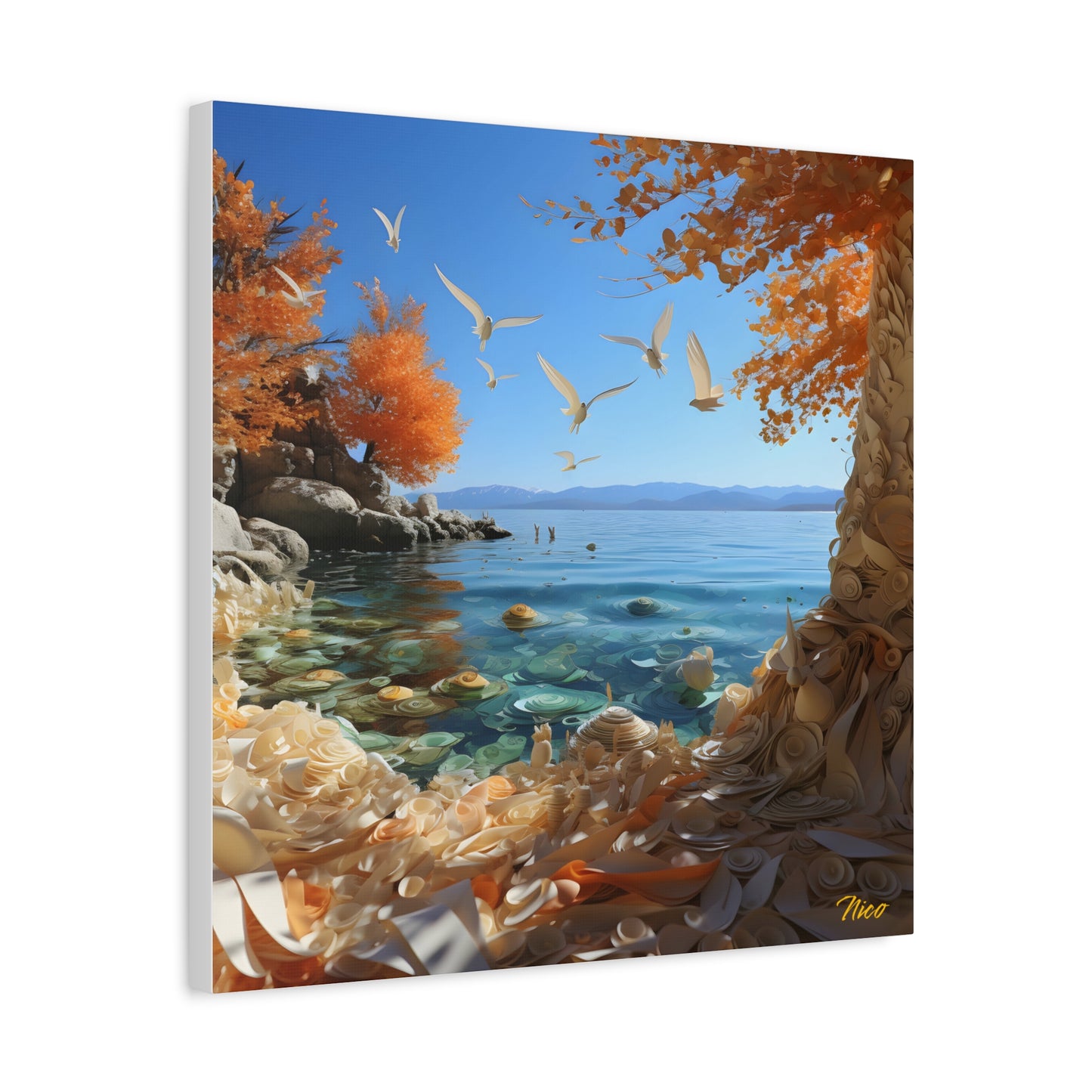 Atop The Mountain Lakeshore Series Print #9 - Streched Matte Canvas Print, 1.25" Thick