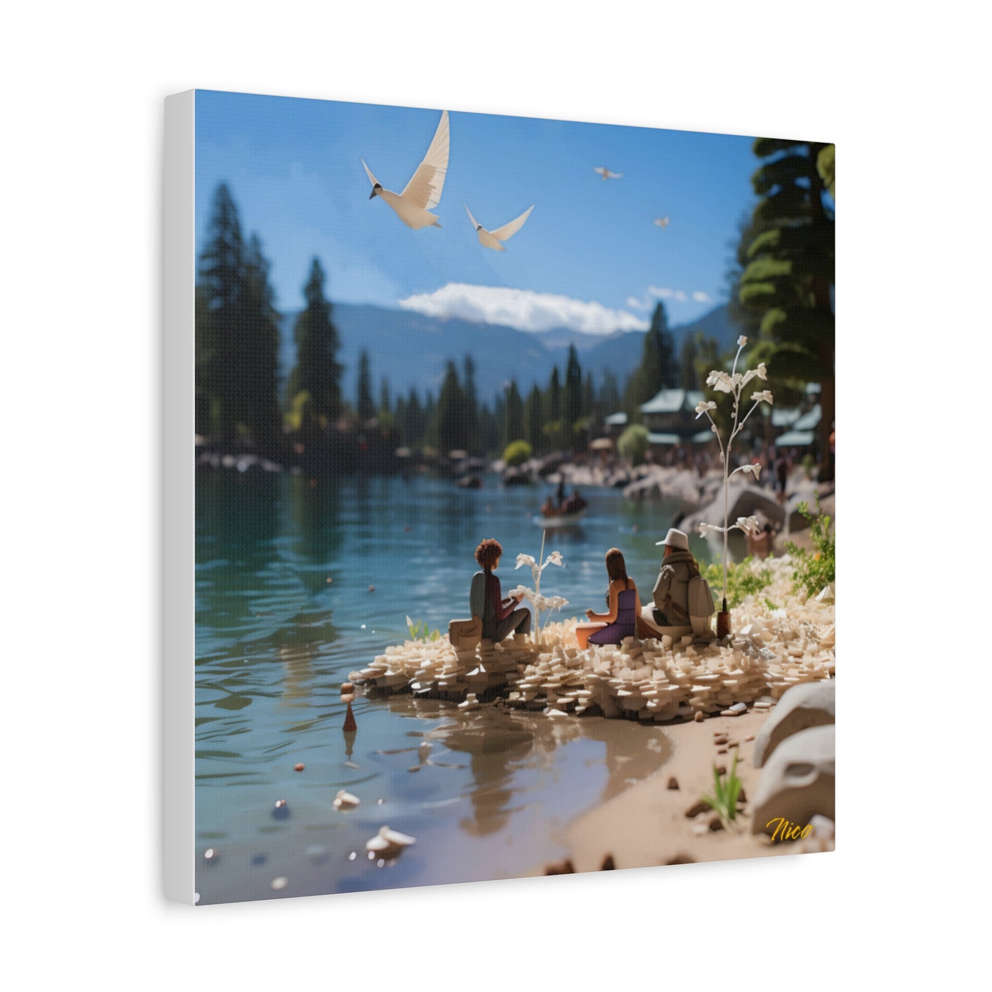 Atop The Mountain Lakeshore Series Print #7 - Streched Matte Canvas Print, 1.25" Thick
