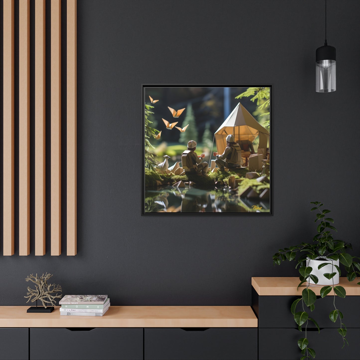 Relaxing By The Brook Series Print #5 - Black Framed Canvas Print