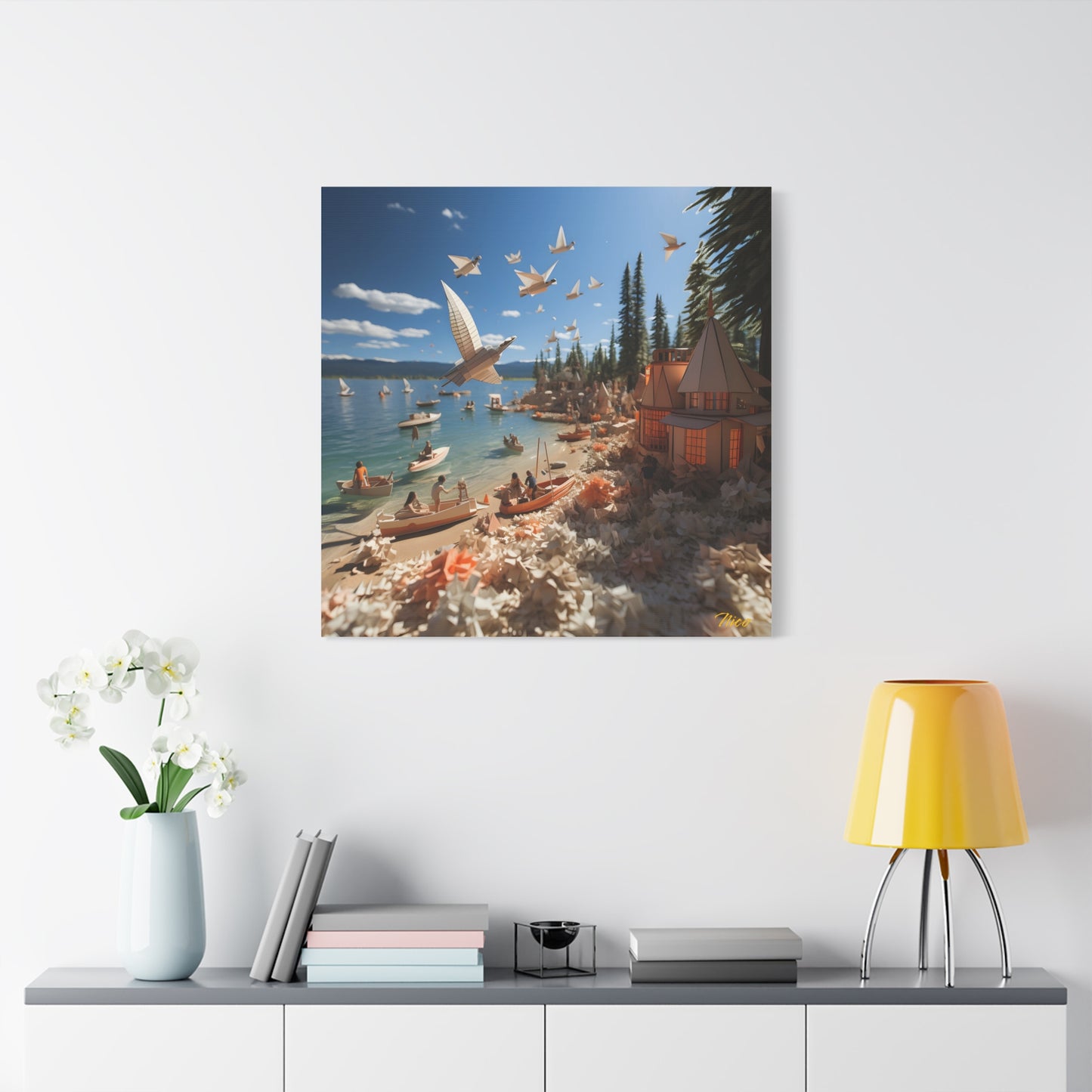 Atop The Mountain Lakeshore Series Print #6 - Streched Matte Canvas Print, 1.25" Thick