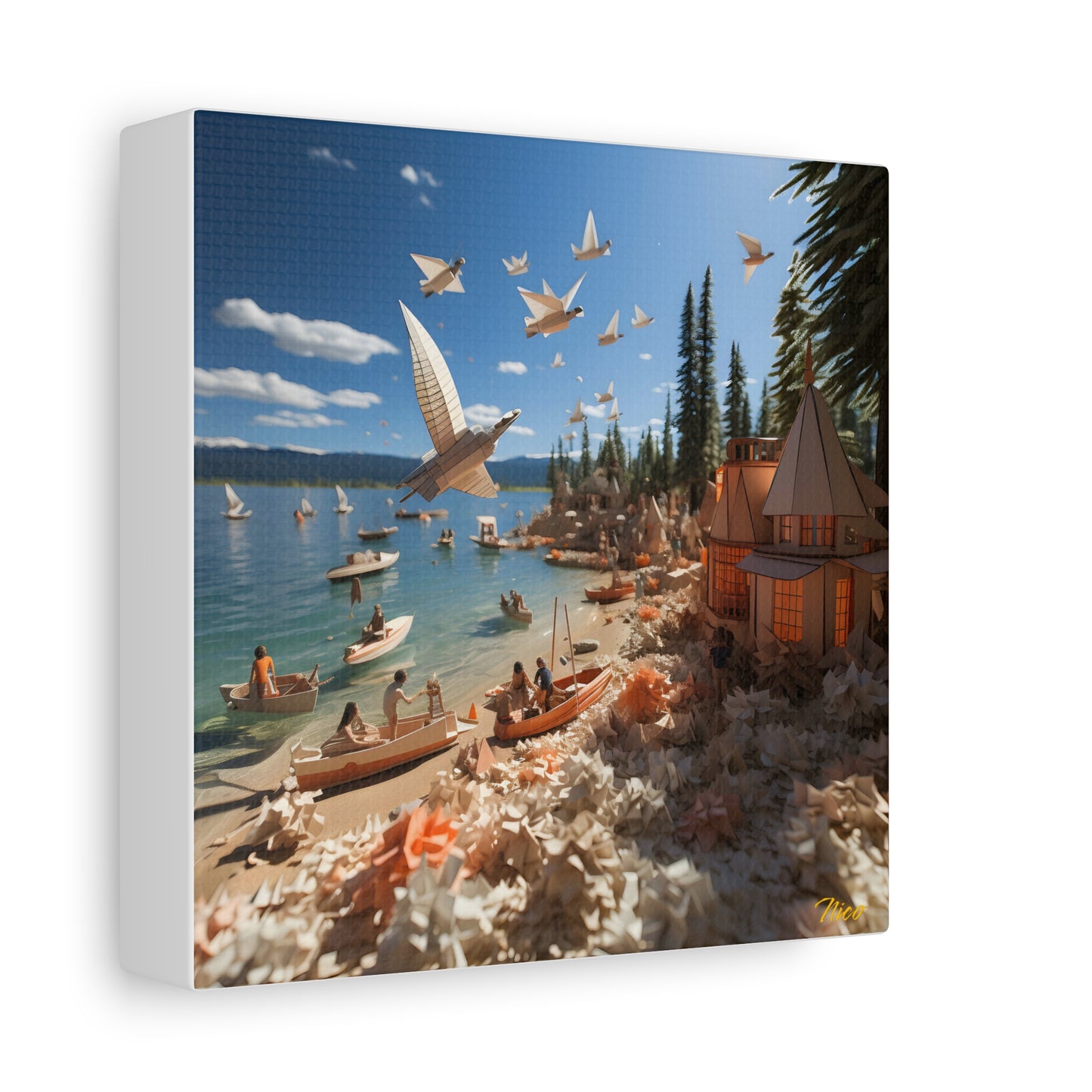 Atop The Mountain Lakeshore Series Print #6 - Streched Matte Canvas Print, 1.25" Thick