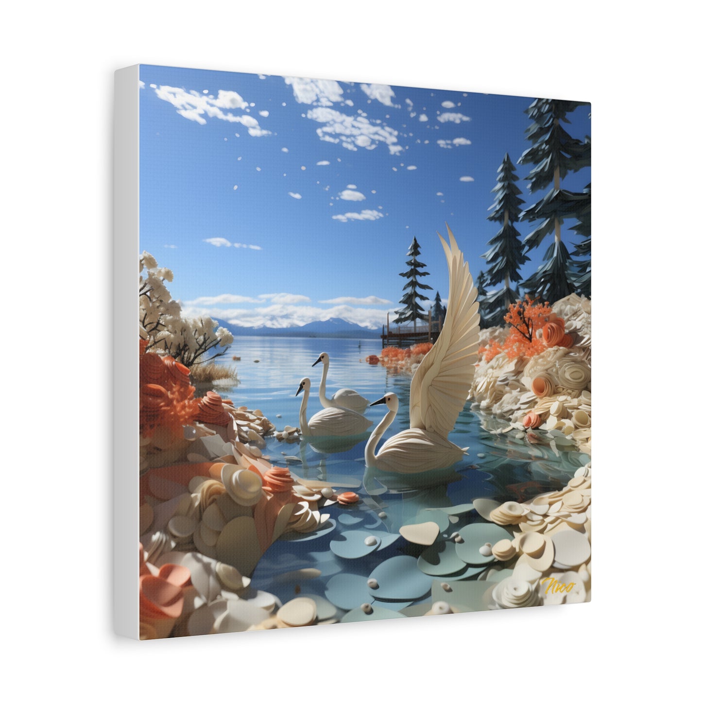 Atop The Mountain Lakeshore Series Print #1 - Streched Matte Canvas Print, 1.25" Thick