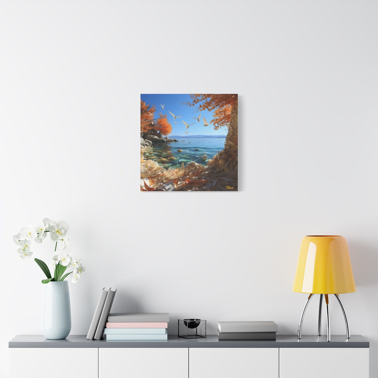Atop The Mountain Lakeshore Series Print #9 - Streched Matte Canvas Print, 1.25" Thick