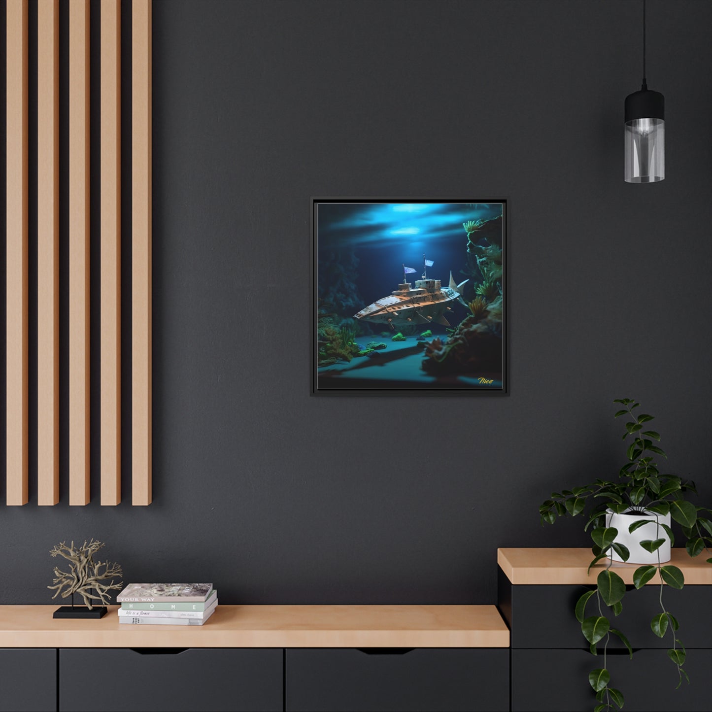 20,000 Under The Sea Series Print #3 - Black Framed Canvas Print