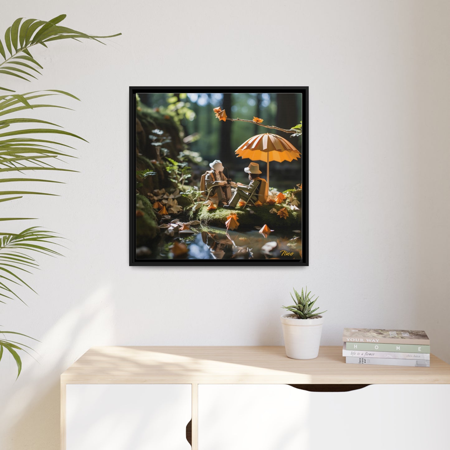Relaxing By The Brook Series Print #2 - Black Framed Canvas Print