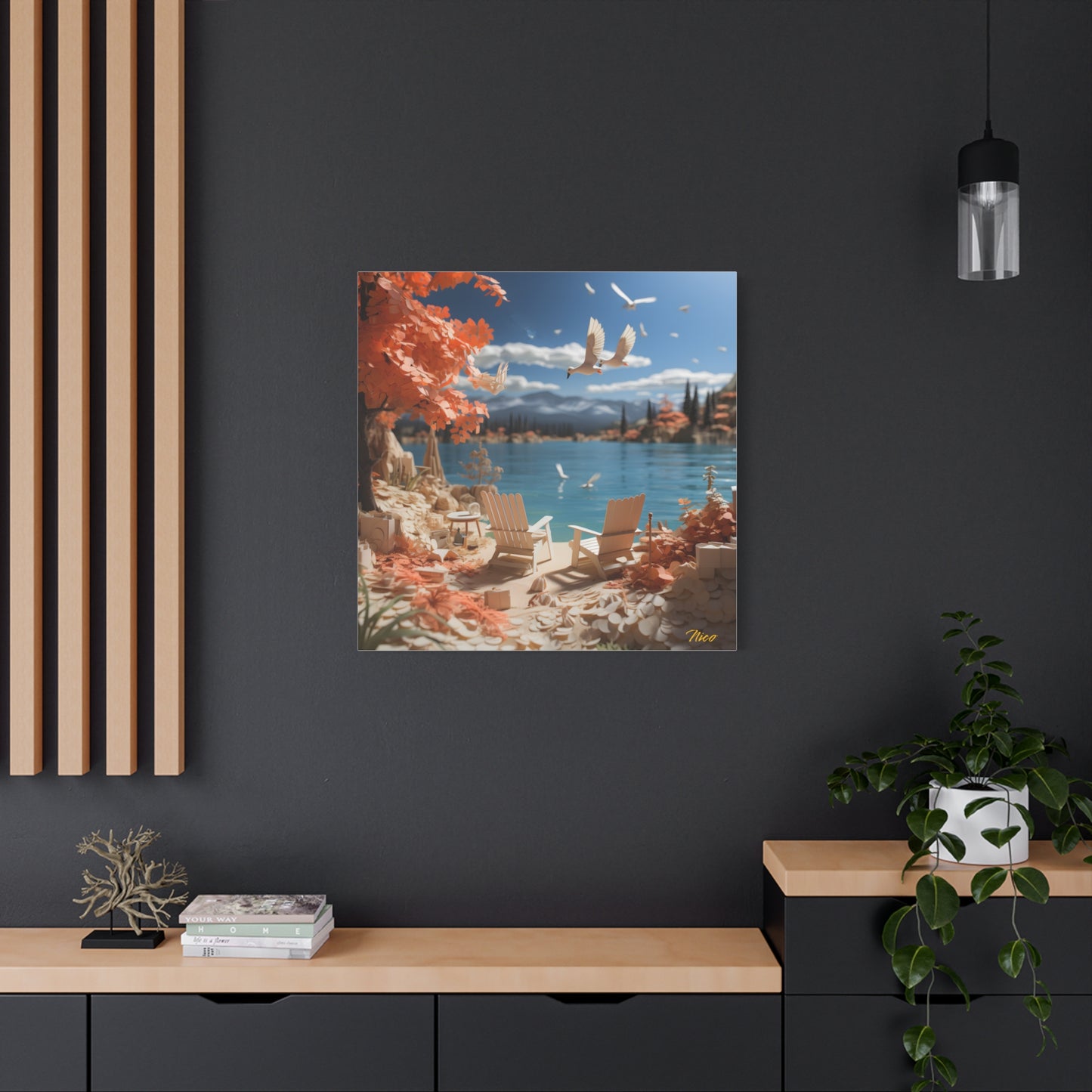 Atop The Mountain Lakeshore Series Print #10 - Streched Matte Canvas Print, 1.25" Thick