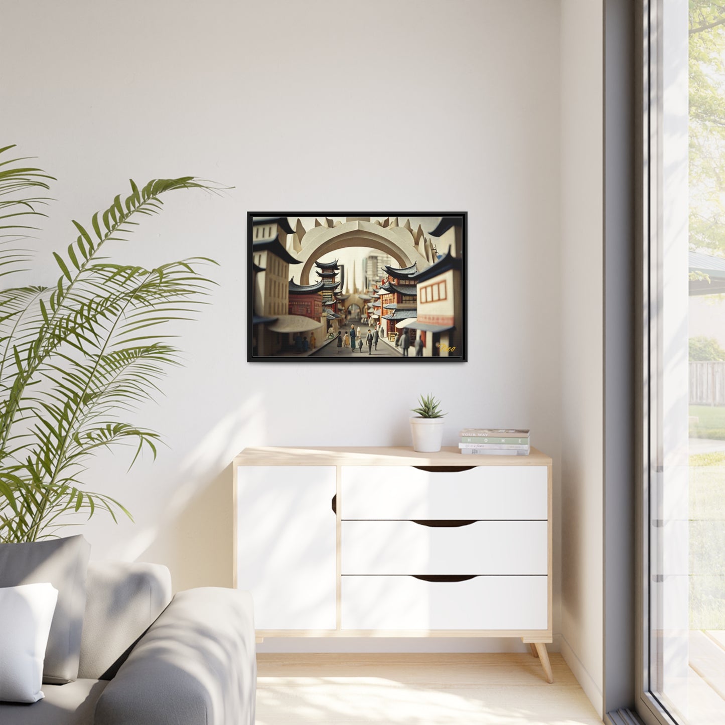 Via The Metropolis Series Print #3 - Extended Black Framed Matte Canvas Print