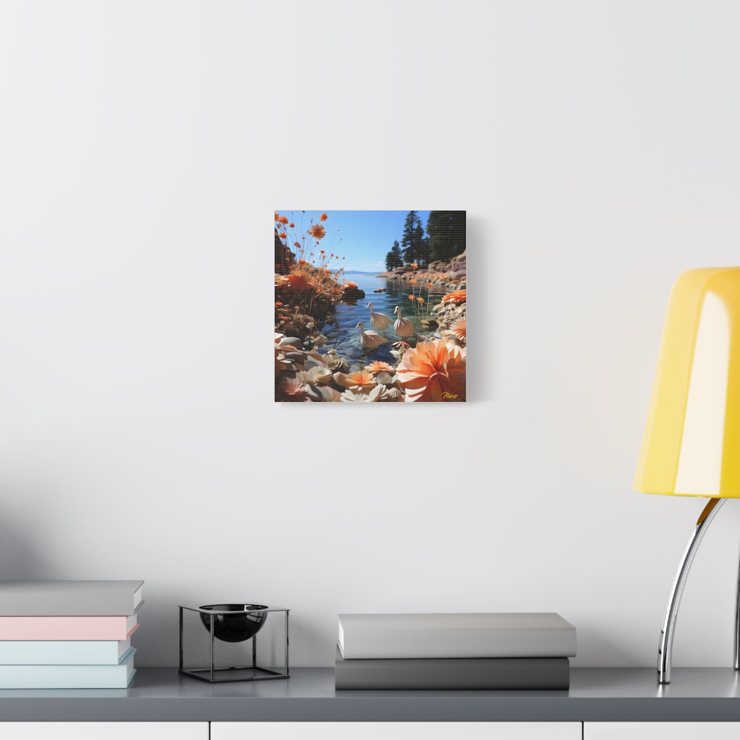 Atop The Mountain Lakeshore Series Print #4 - Streched Matte Canvas Print, 1.25" Thick