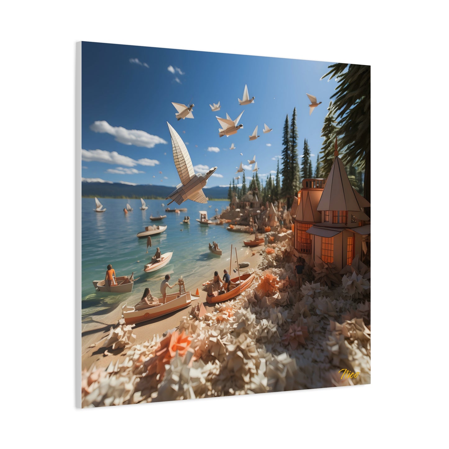 Atop The Mountain Lakeshore Series Print #6 - Streched Matte Canvas Print, 1.25" Thick
